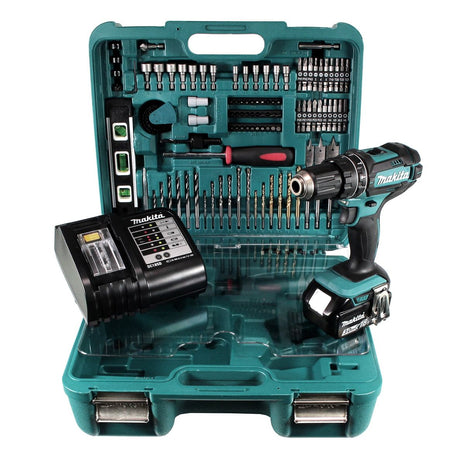 Makita DHP 482 SFTK Akku Schlagbohrschrauber 18 V 62Nm + 1x Akku 3,0Ah + Ladegerät + Koffer mit 101 tlg. Zubehörset - Toolbrothers