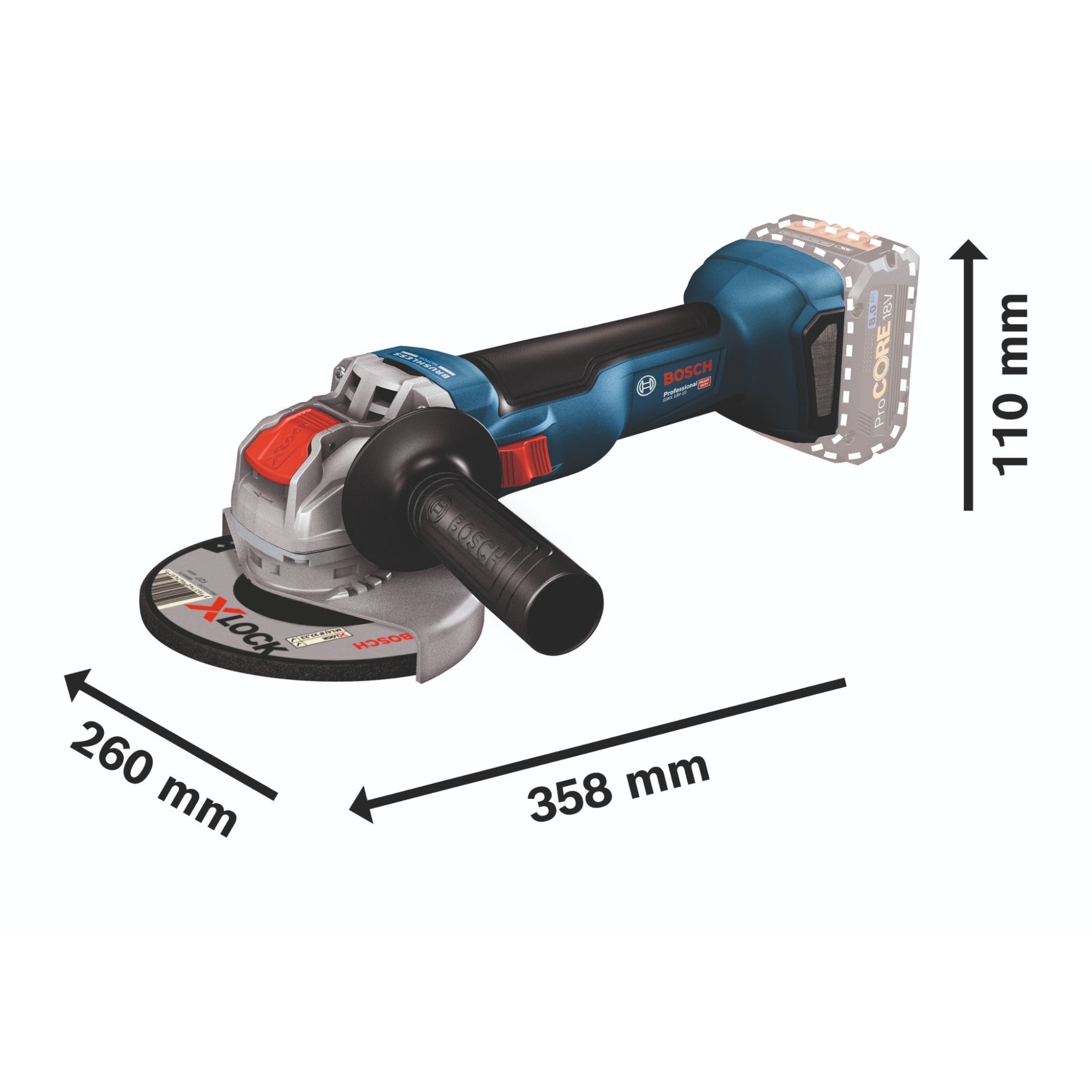 Bosch GWX 18V 10 Akku Winkelschleifer 18 V 125 mm Brushless 2x ProCORE Akku 4 0 Ah Ladegeraet 4 - toolbrothers