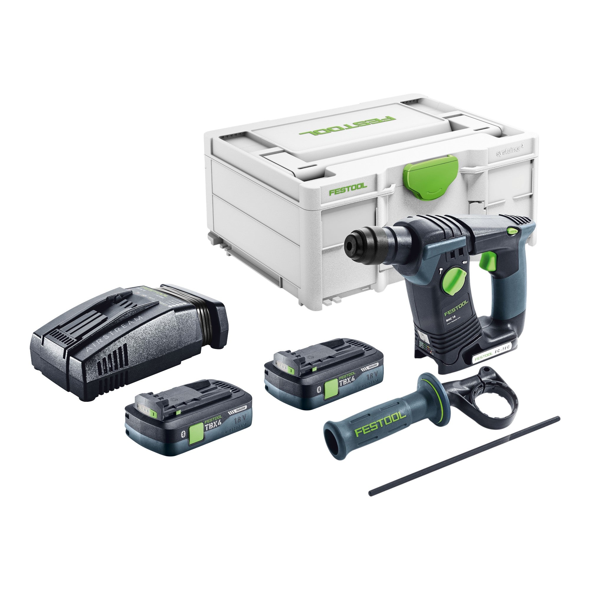 Festool BHC 18 Basic Akku Bohrhammer 18 V 1 8 J SDS Plus Brushless 2x Akku 4 0 Ah Schnellladegeraet Systainer 0 - toolbrothers