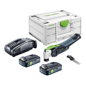 Festool OSC 18 E-Basic Akku Oszillierer 18 V Starlock Max Brushless + 2x Akku 4,0 Ah + Schnellladegerät + Systainer