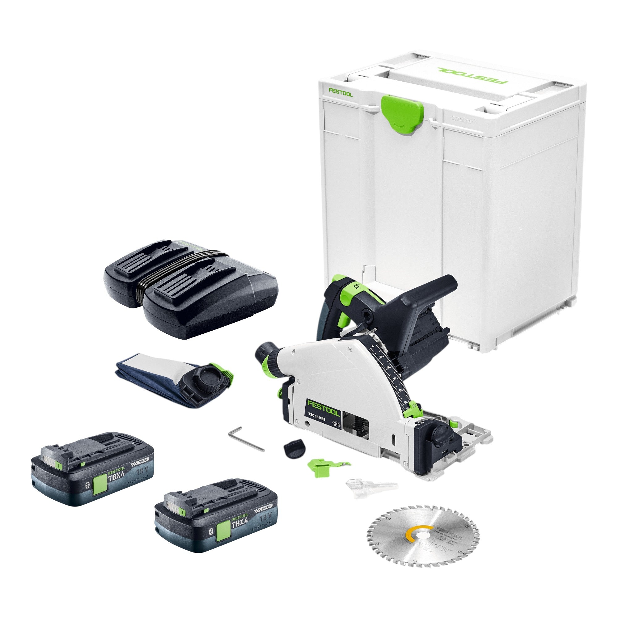 Festool TSC 55 KEB Basic Akku Tauchsaege 18 36 V 160 mm Brushless 2x Akku 4 0 Ah Doppelladegeraet Systainer 0 - toolbrothers