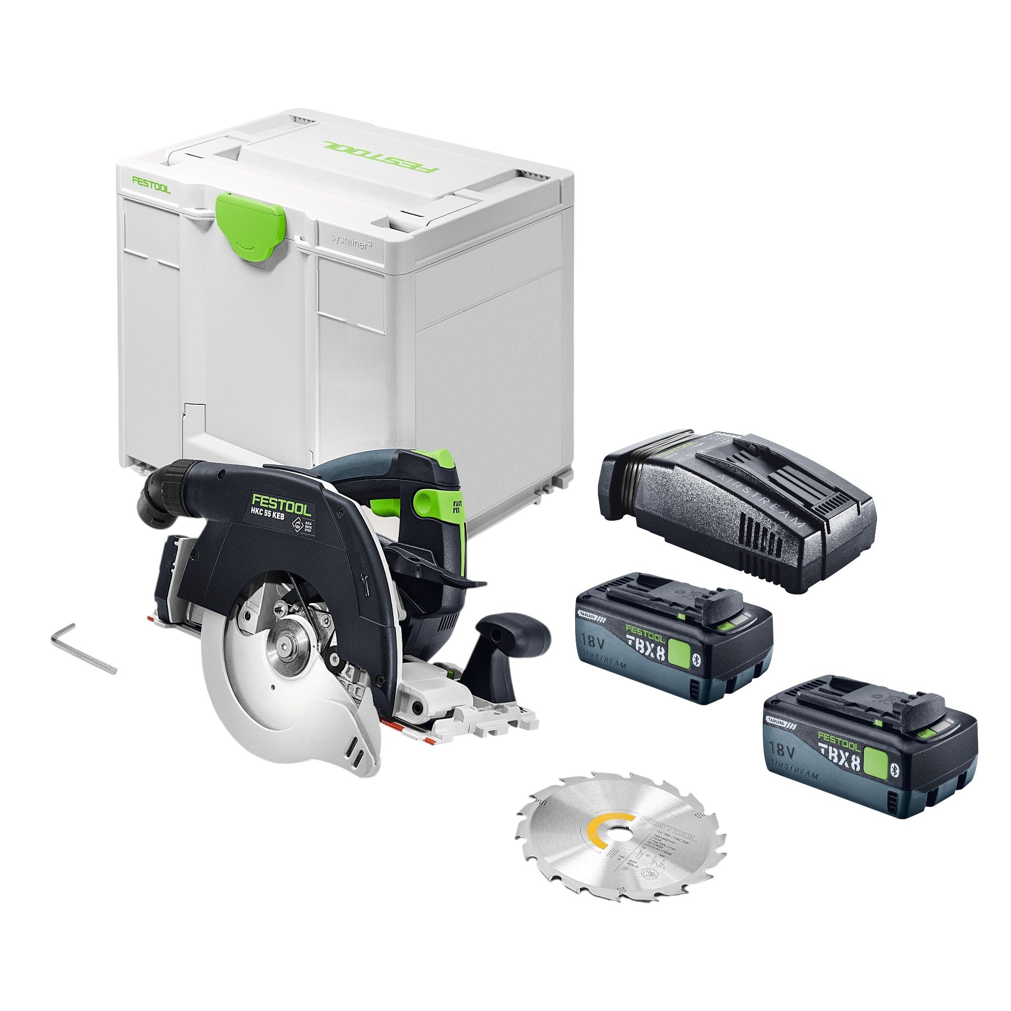 Festool HKC 55 KEB Basic Akku Handkreissaege 18 V 160 mm Brushless 2x Akku 8 0 Ah Schnellladegeraet Systainer 0 - toolbrothers