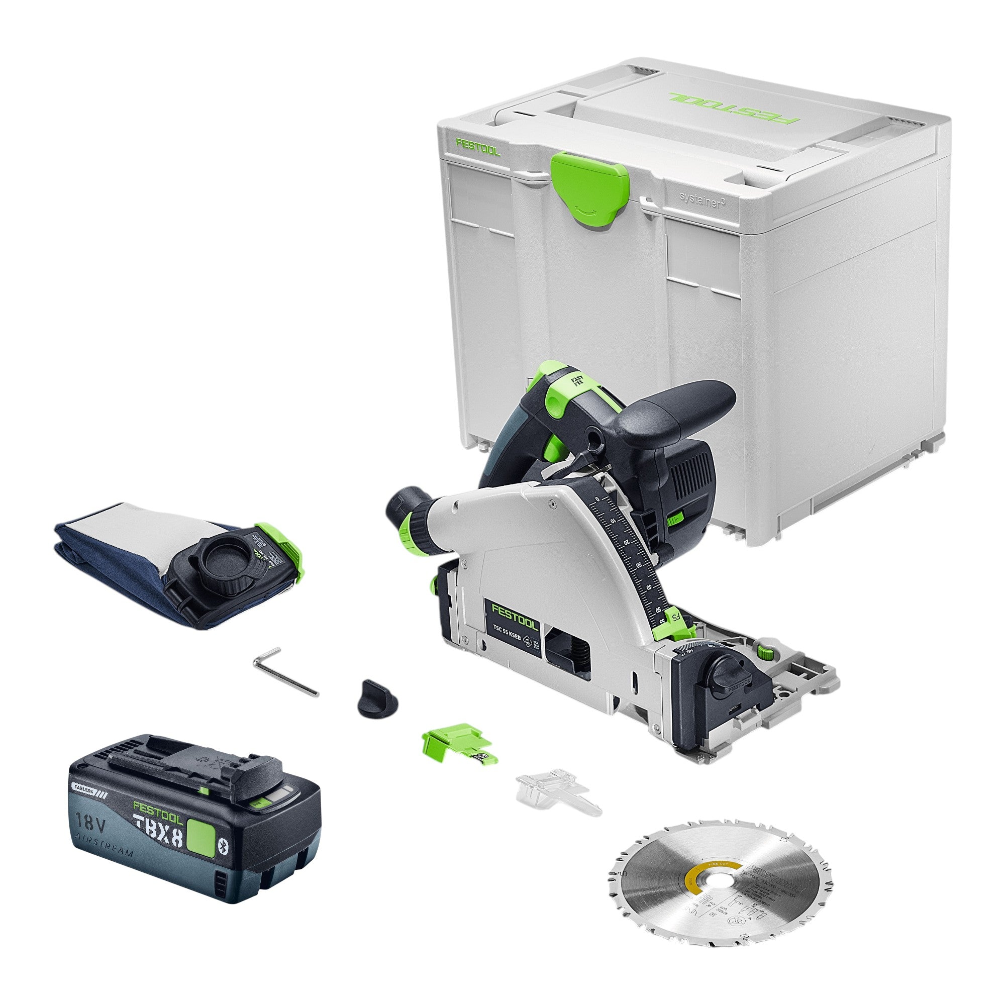 Festool TSC 55 KSEB Basic Akku Tauchsaege 18 V 160 mm Brushless 1x Akku 8 0 Ah Systainer ohne Ladegeraet 0 - toolbrothers