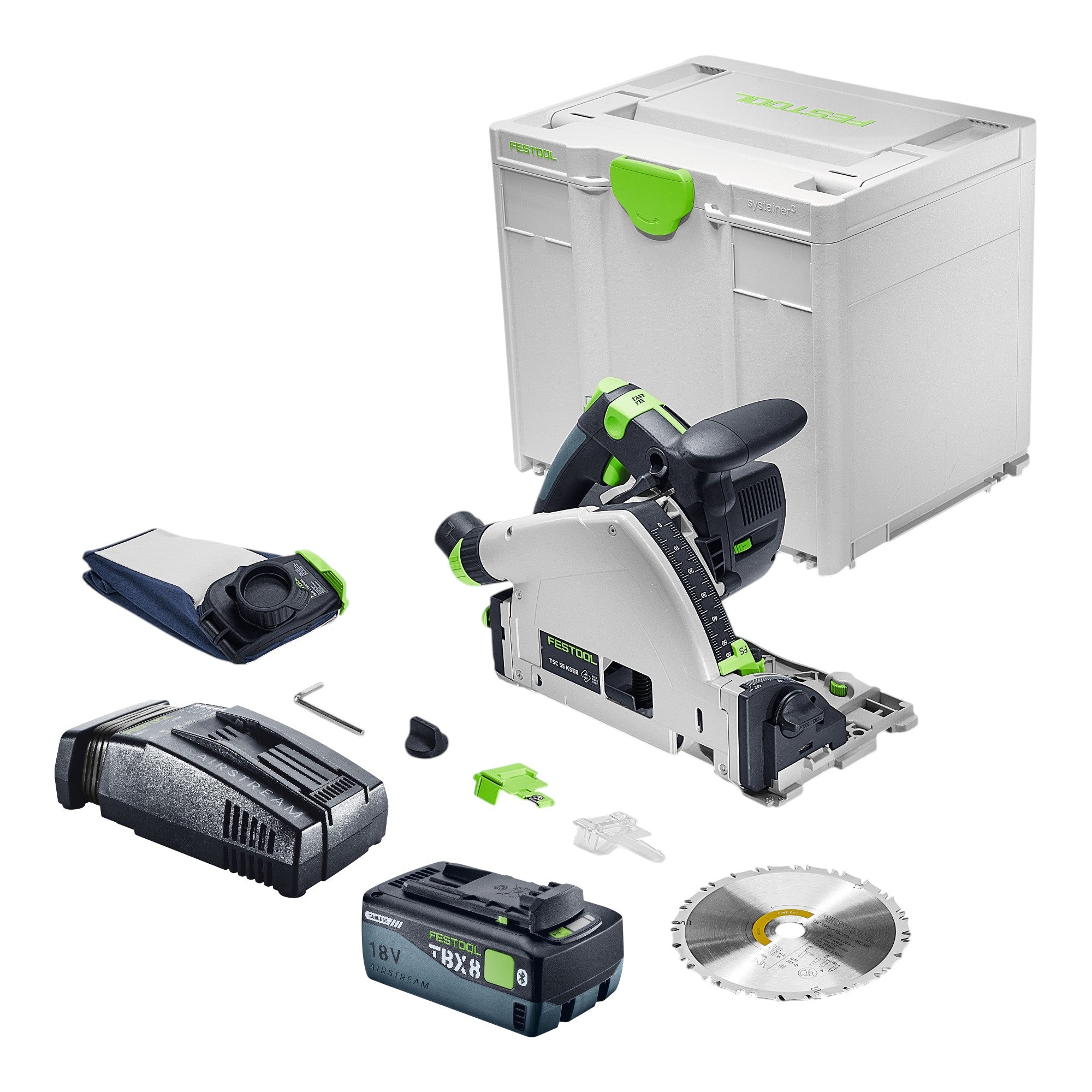 Festool TSC 55 KSEB Basic Akku Tauchsaege 18 V 160 mm Brushless 1x Akku 8 0 Ah Schnellladegeraet Systainer 0 - toolbrothers