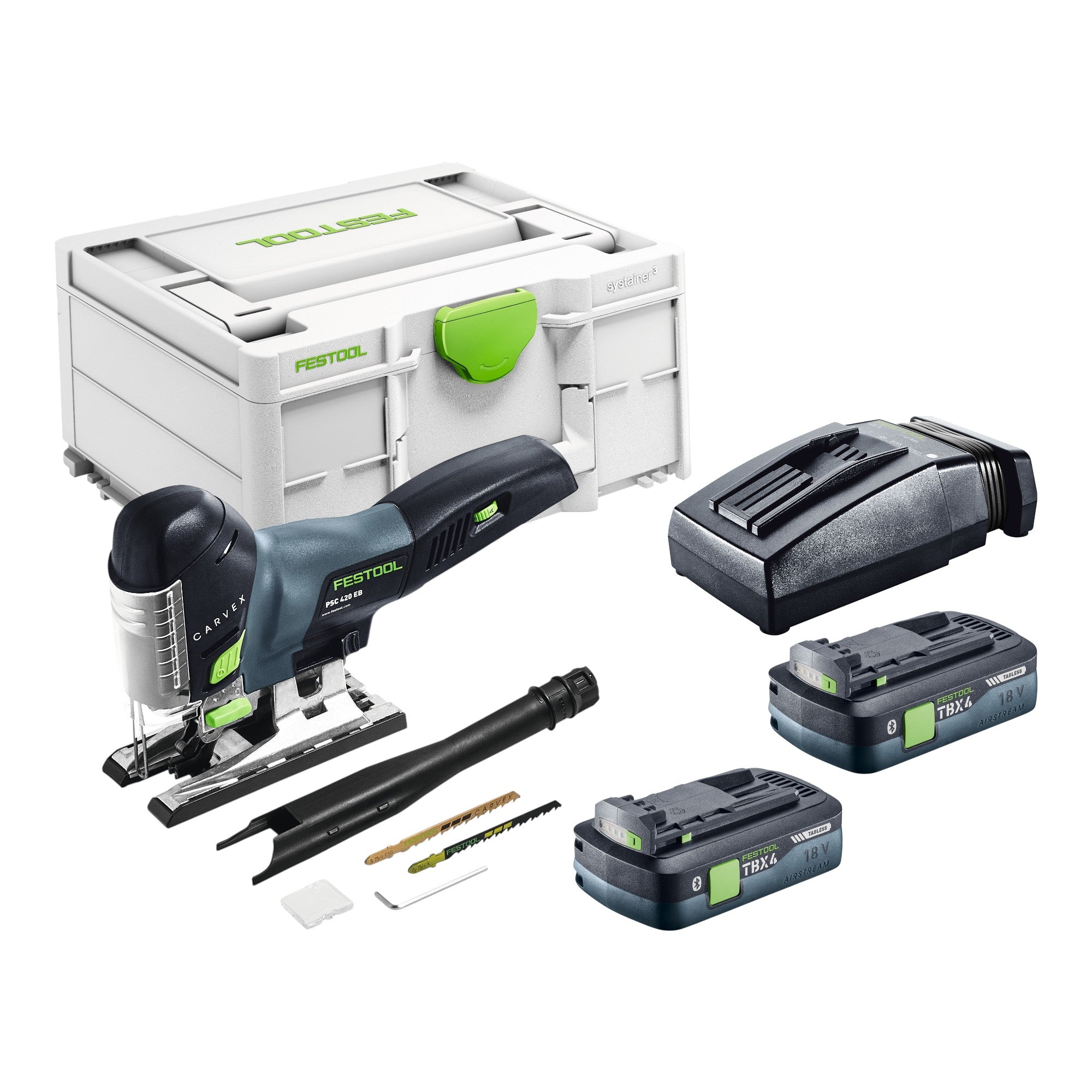 Festool PSC 420 EB Basic Akku Pendelstichsaege 18 V 120 mm Brushless 2x Akku 4 0 Ah Ladegeraet Systainer 0 - toolbrothers