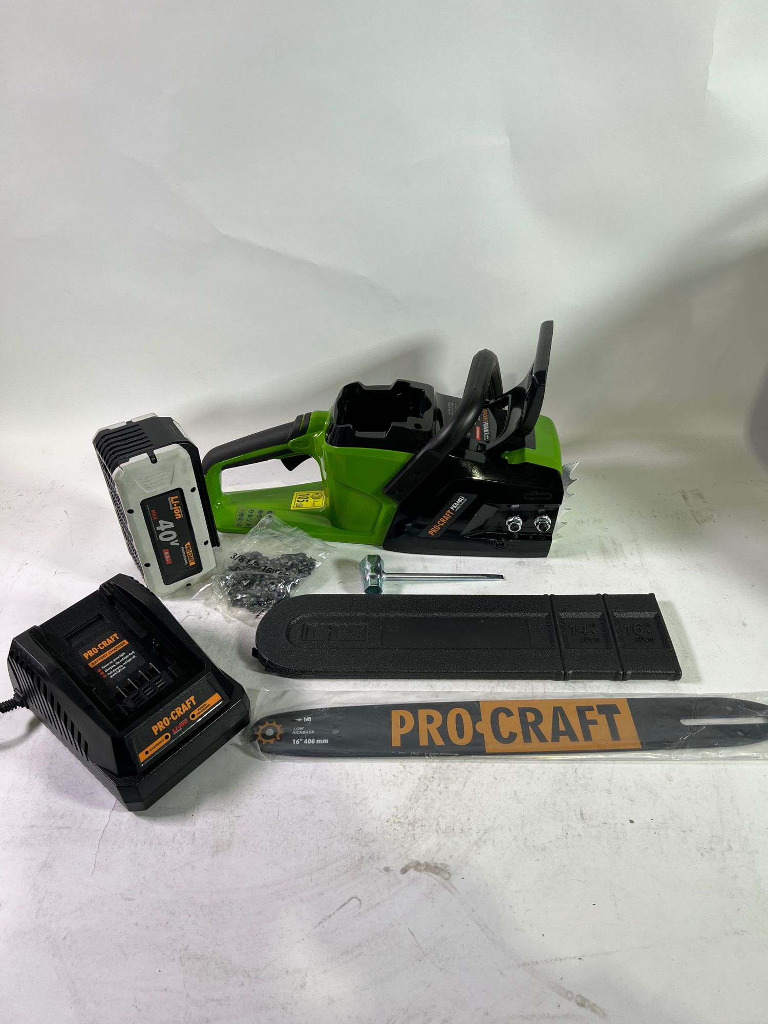 Procraft PKA48Li Akku Kettensaege 40 V 406 mm Brushless 1x Akku 8 0 Ah Ladegeraet Leicht Gebraucht 0 - toolbrothers