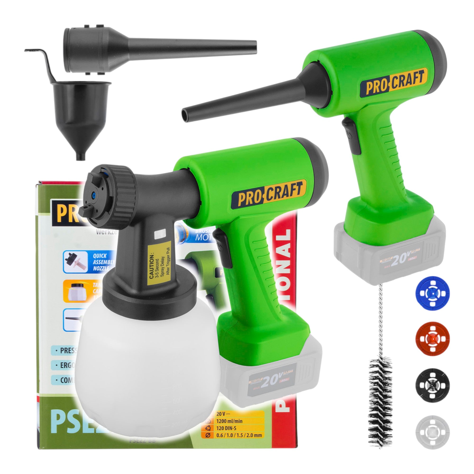 Procraft PSE22bb Akku Farbspritzpistole 20 V Brushless Solo ohne Akku ohne Ladegeraet 0 - toolbrothers