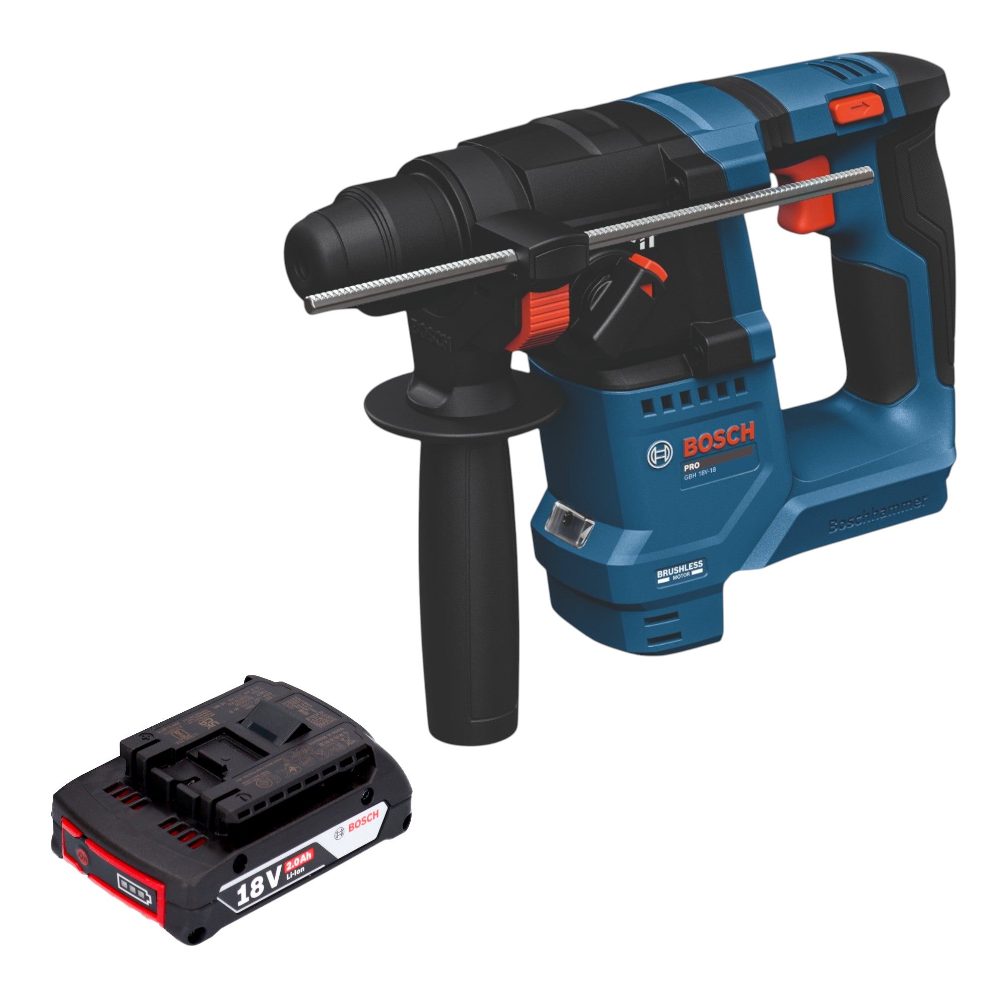 Bosch GBH 18V 18 Professional Akku Bohrhammer 18 V 1 5 J SDS plus Brushless 1x Akku 2 0 Ah ohne Ladegeraet 0 - toolbrothers
