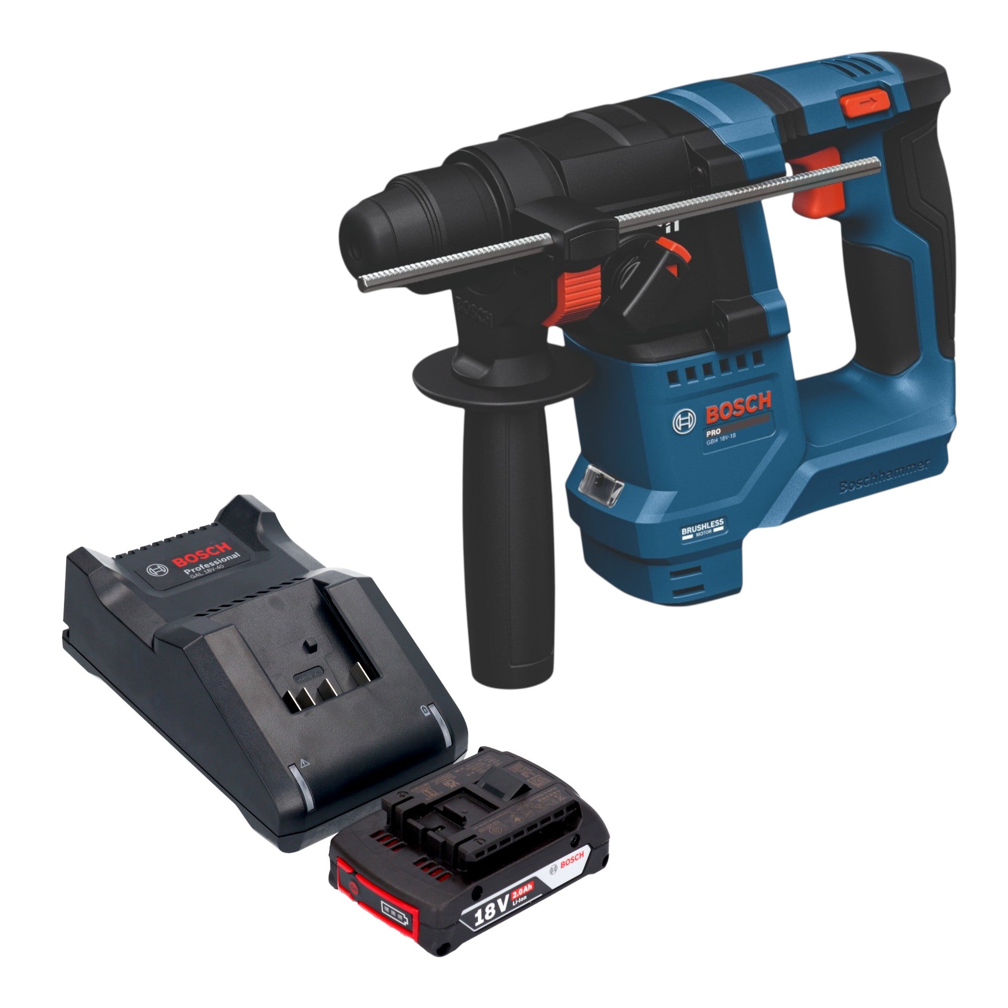 Bosch GBH 18V 18 Professional Akku Bohrhammer 18 V 1 5 J SDS plus Brushless 1x Akku 2 0 Ah Ladegeraet 0 - toolbrothers