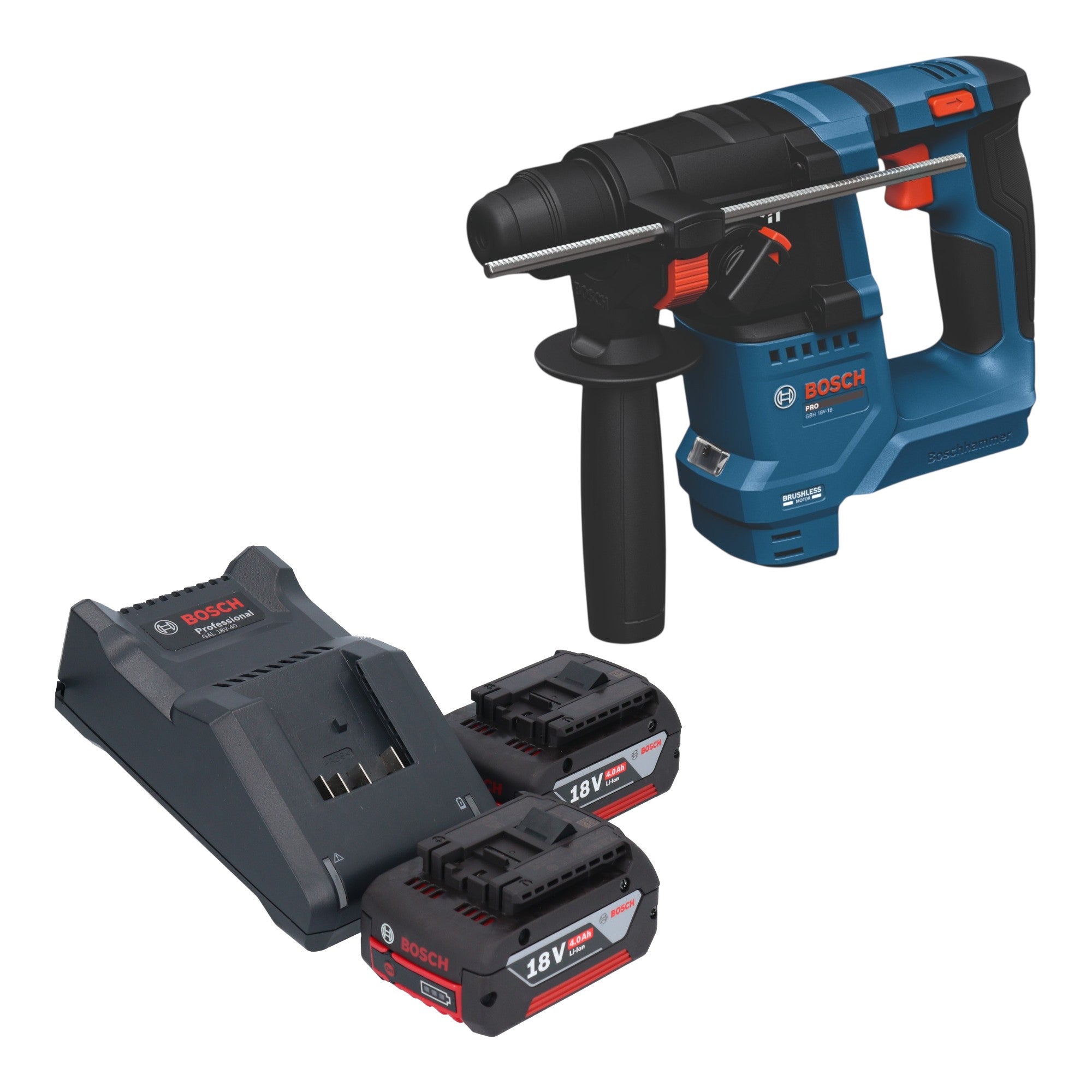 Bosch GBH 18V 18 Professional Akku Bohrhammer 18 V 1 5 J SDS plus Brushless 2x Akku 4 0 Ah Ladegeraet 0 - toolbrothers