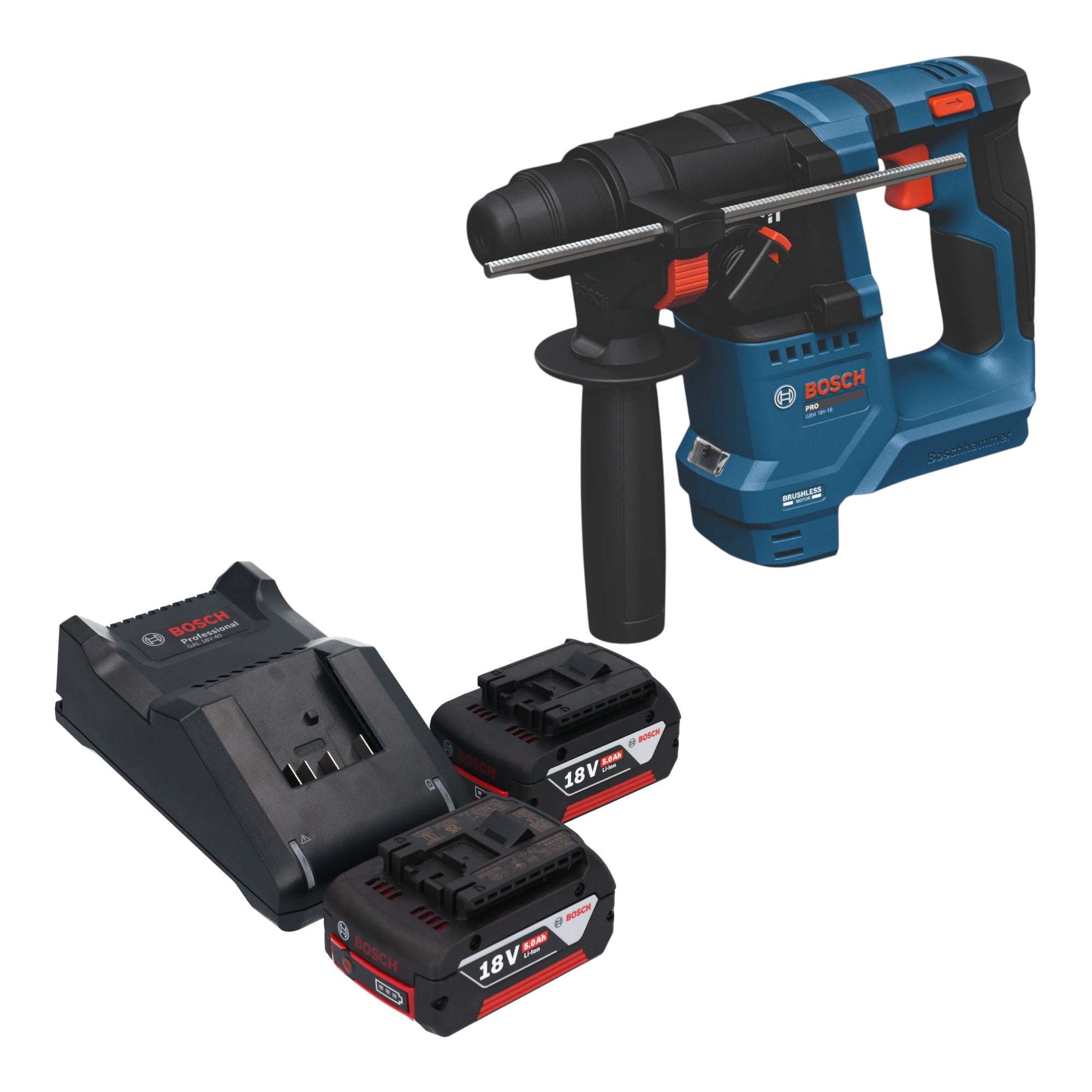 Bosch GBH 18V 18 Professional Akku Bohrhammer 18 V 1 5 J SDS plus Brushless 2x Akku 5 0 Ah Ladegeraet 0 - toolbrothers