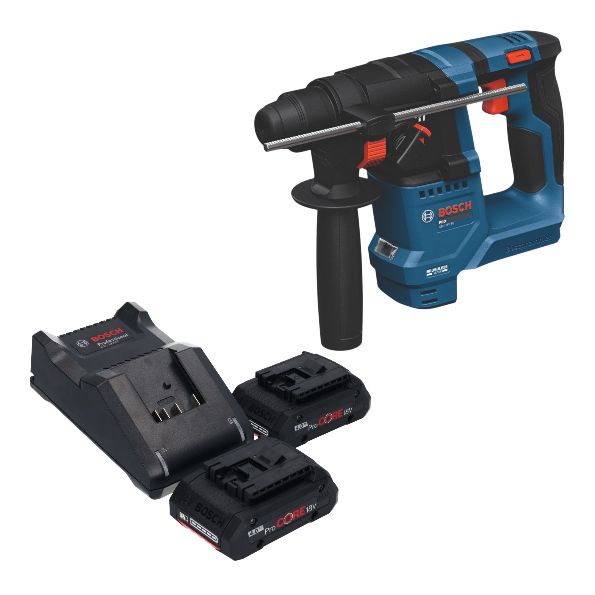 Bosch GBH 18V 18 Professional Akku Bohrhammer 18 V 1 5 J SDS plus Brushless 2x ProCORE Akku 4 0 Ah Ladegeraet 0 - toolbrothers