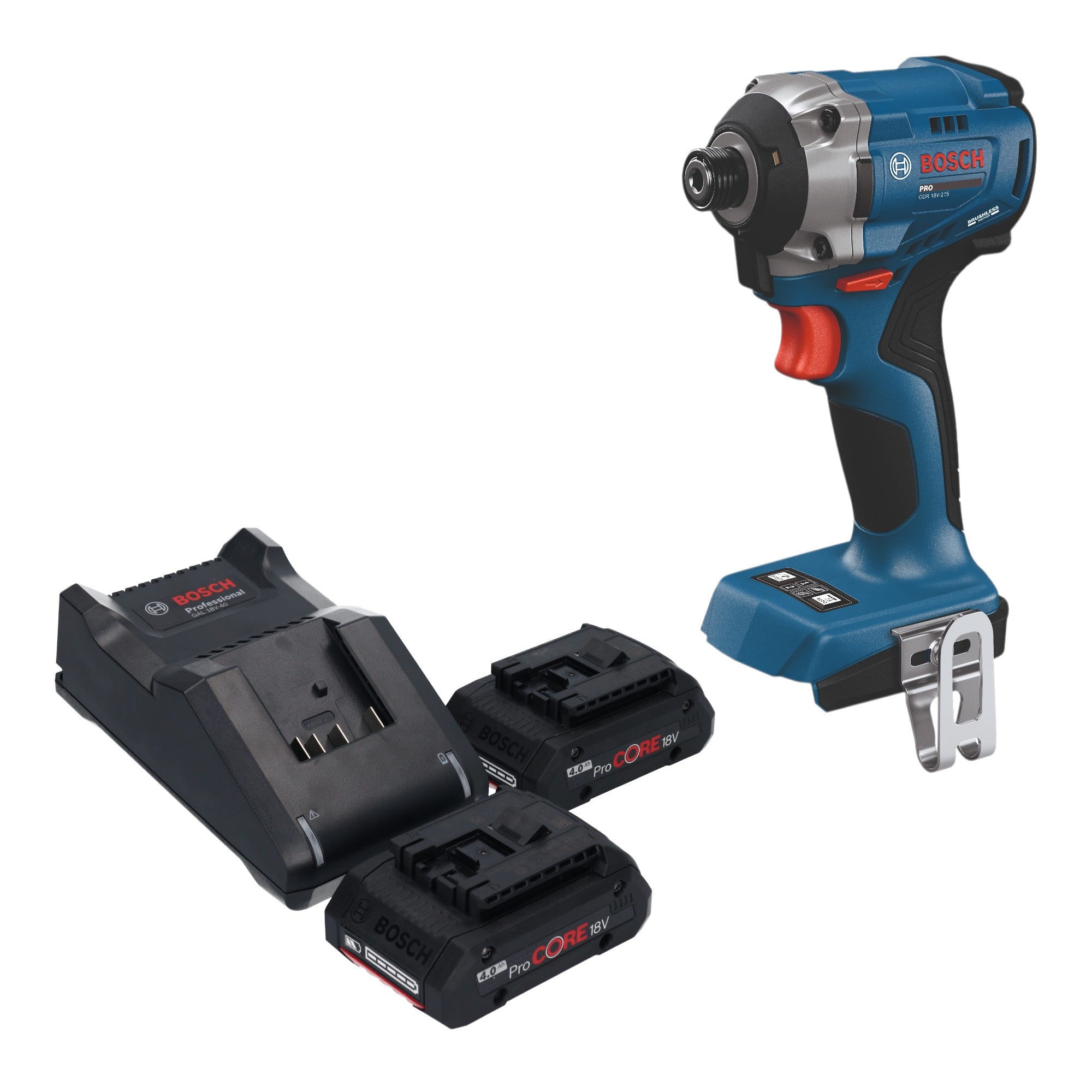 Bosch GDR 18V 215 Professional Akku Drehschlagschrauber 18 V 215 Nm 1 4 Brushless 2x ProCORE Akku 4 0 Ah Ladegeraet 0 - toolbrothers