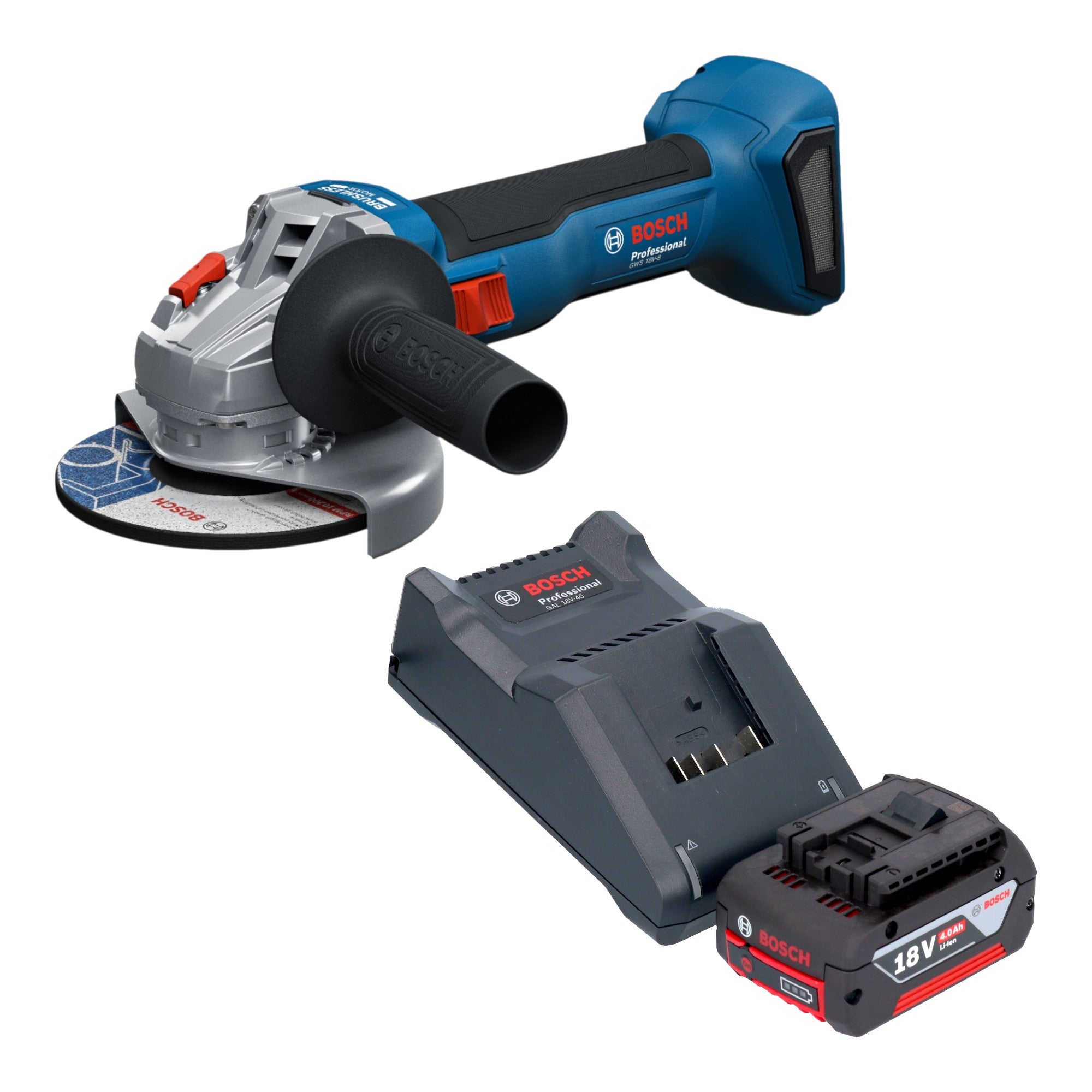 Bosch GWS 18V 8 Professional Akku Winkelschleifer 18 V 125 mm Brushless 1x Akku 4 0 Ah Ladegeraet 0 - toolbrothers