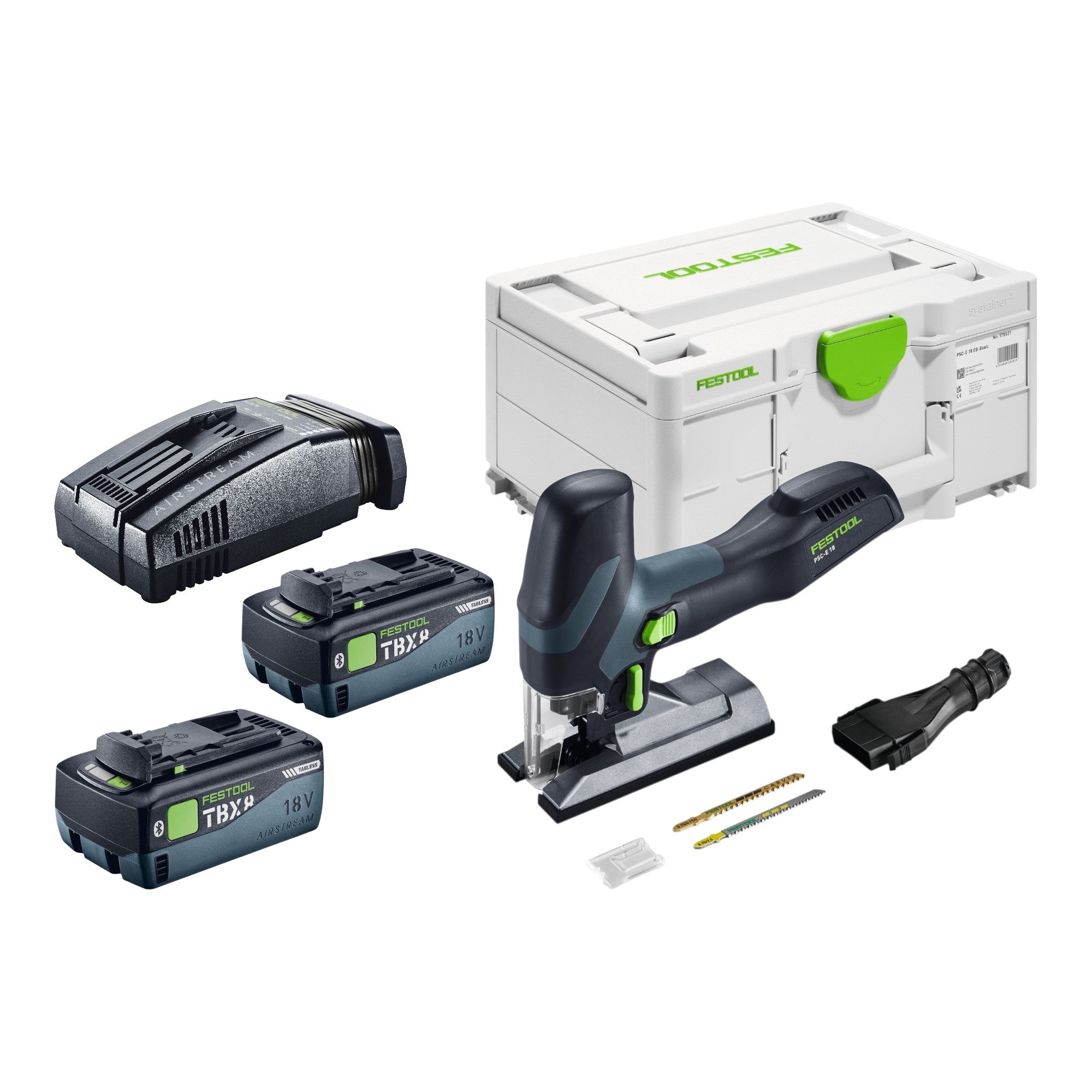 Festool PSC E 18 EB Basic Akku Pendelstichsaege 18 V 40 mm 2x Akku 8 0 Ah Ladegeraet Systainer 0 - toolbrothers
