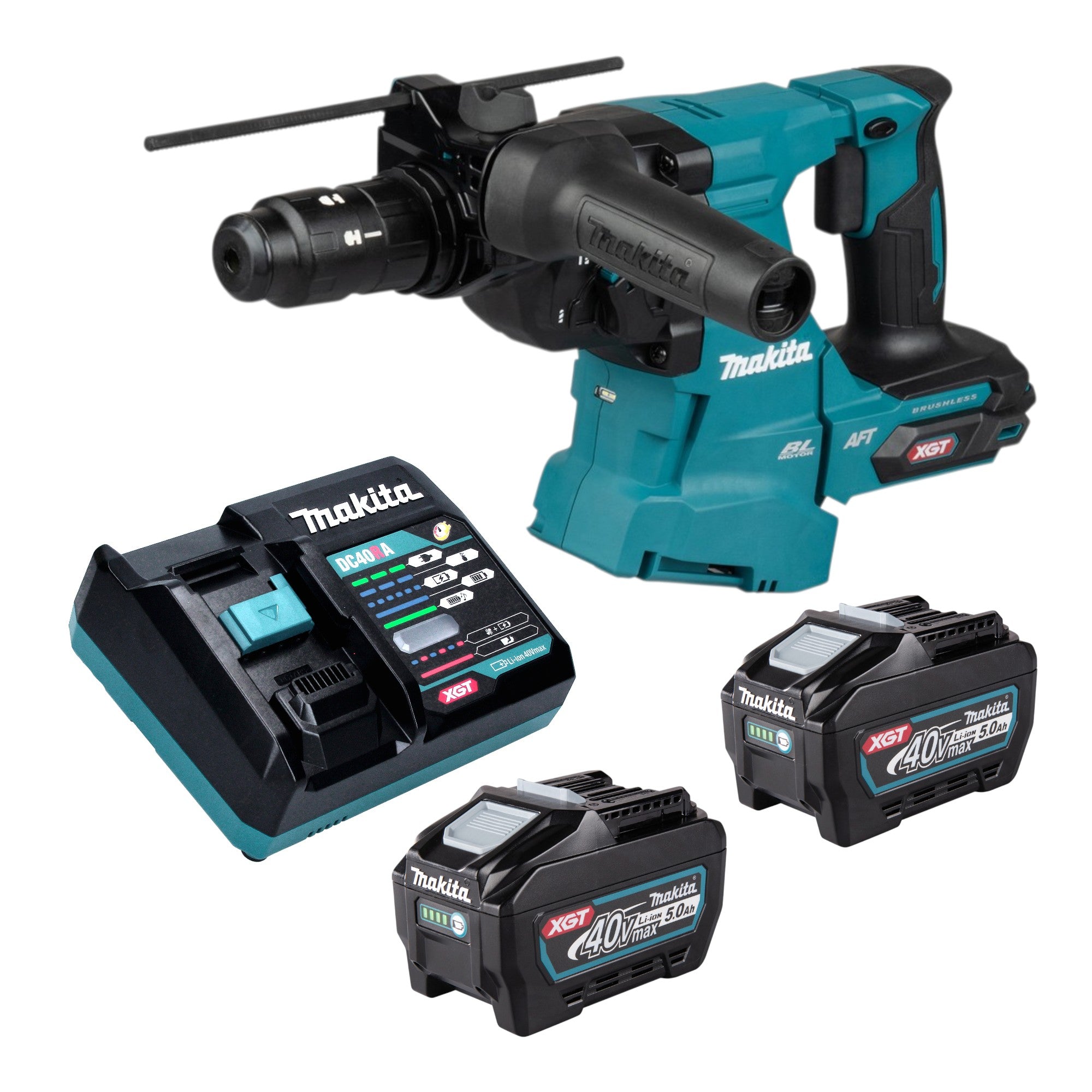 Makita HR 012 GT201 Akku Kombihammer 40 V max 3 3 J SDS plus Brushless 2x Akku 5 0 Ah Ladegeraet 0 - toolbrothers