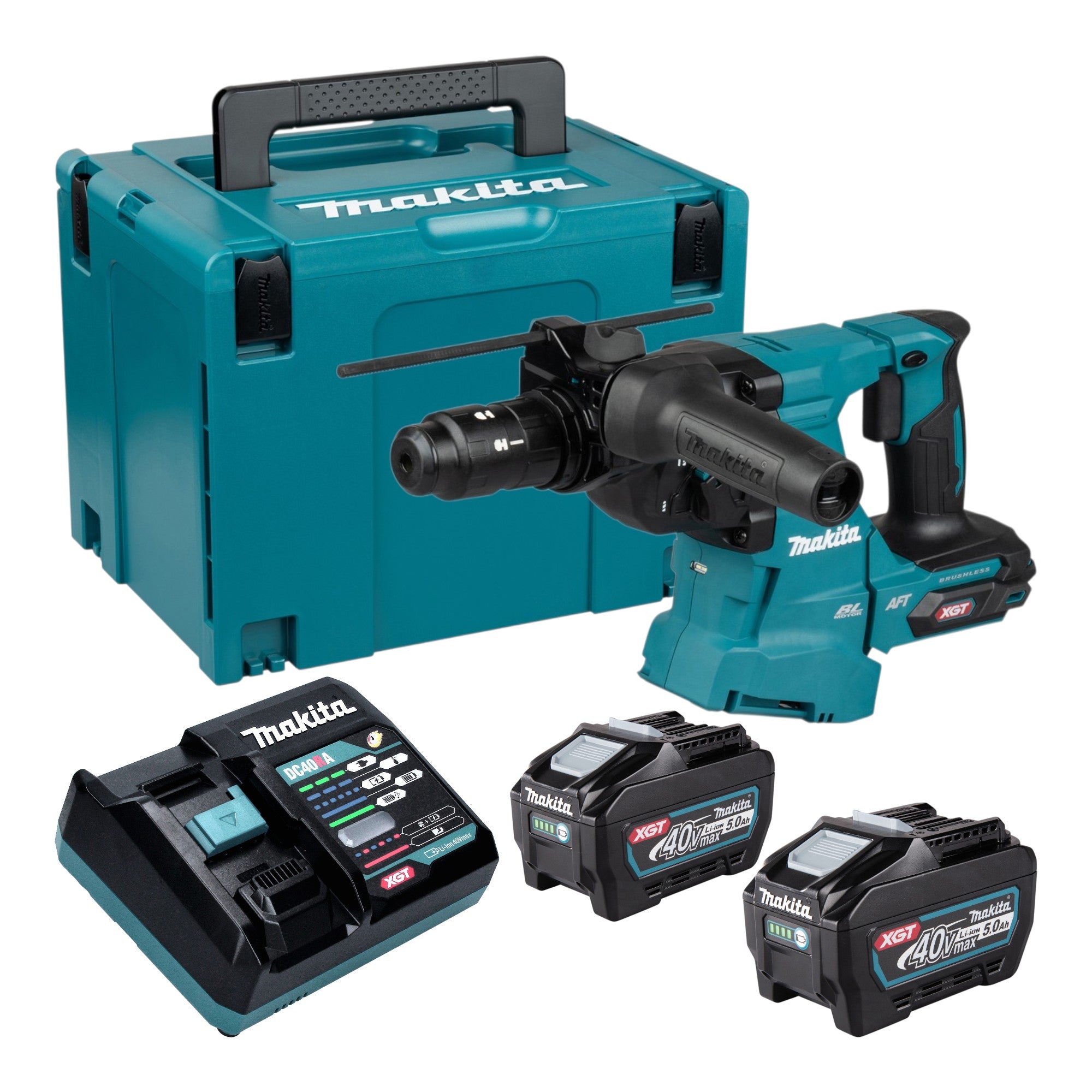 Makita HR 012 GT201 Akku Kombihammer 40 V max 3 3 J SDS plus Brushless 2x Akku 5 0 Ah Ladegeraet Makpac 0 - toolbrothers