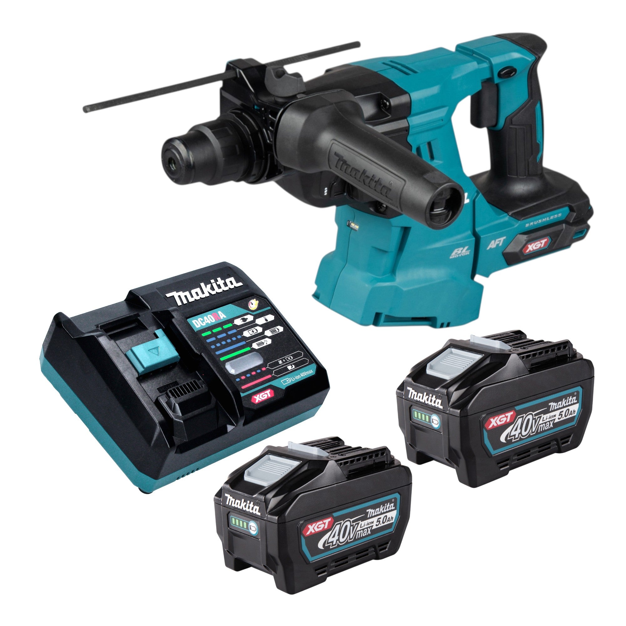 Makita HR 011 GT201 Akku Kombihammer 40 V max 3 3 J SDS plus Brushless 2x Akku 5 0 Ah Ladegeraet 0 - toolbrothers