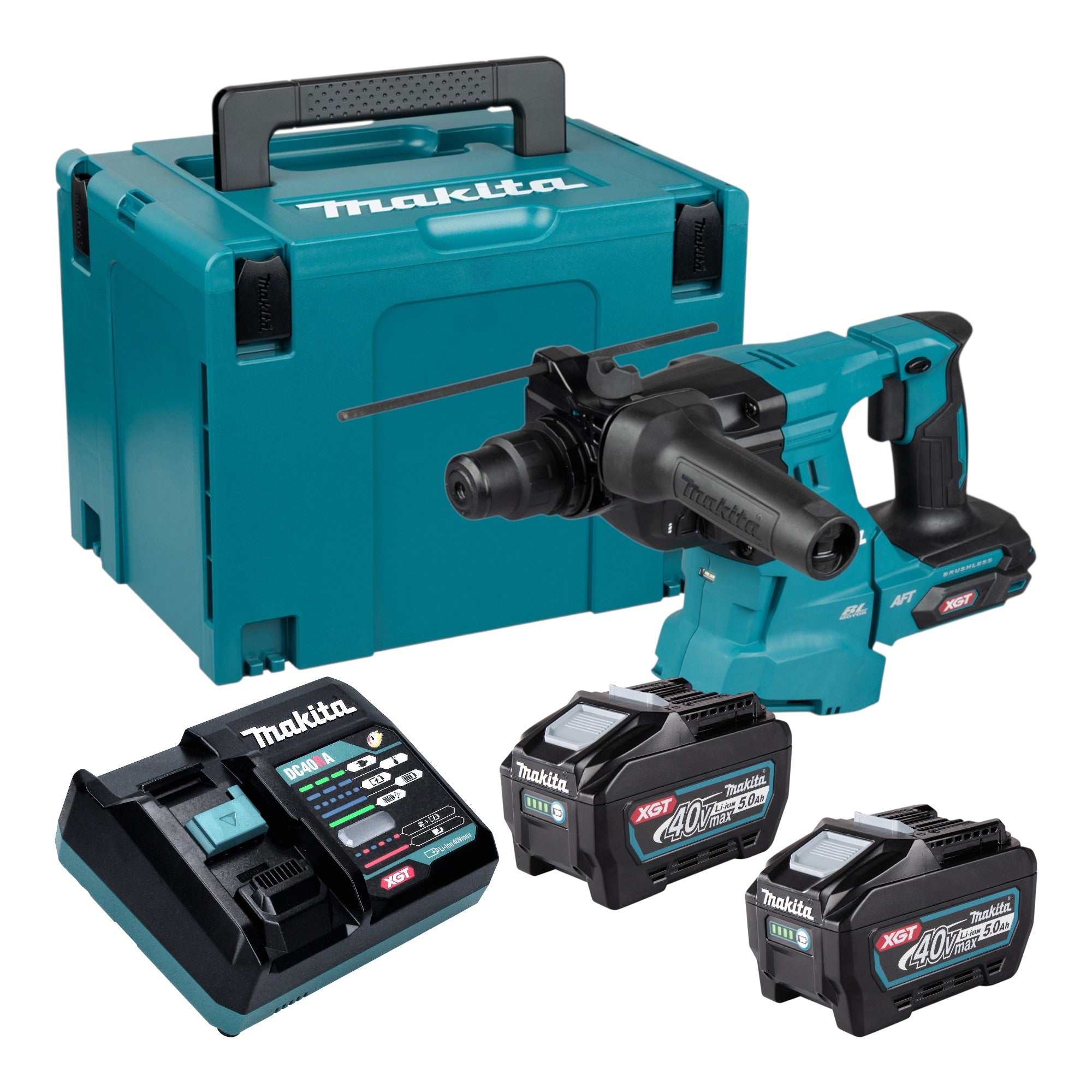 Makita HR 011 GT201 Akku Kombihammer 40 V max 3 3 J SDS plus Brushless 2x Akku 5 0 Ah Ladegeraet Makpac 0 - toolbrothers