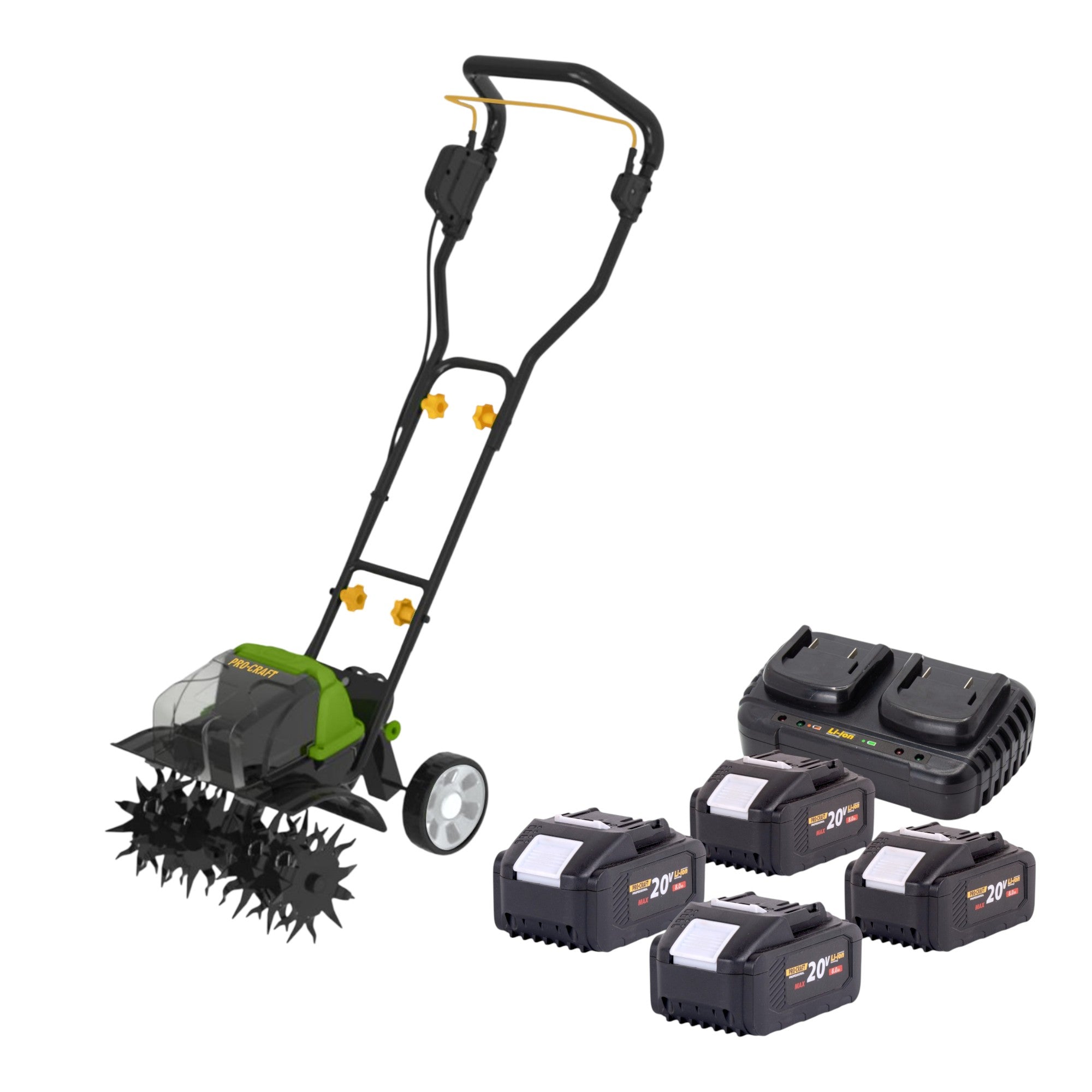 Procraft CT20 2bb Akku Kultivator 40 V 2x 20 V 360 mm Brushless 4x Akku 8 0 Ah Ladegeraet 0 - toolbrothers