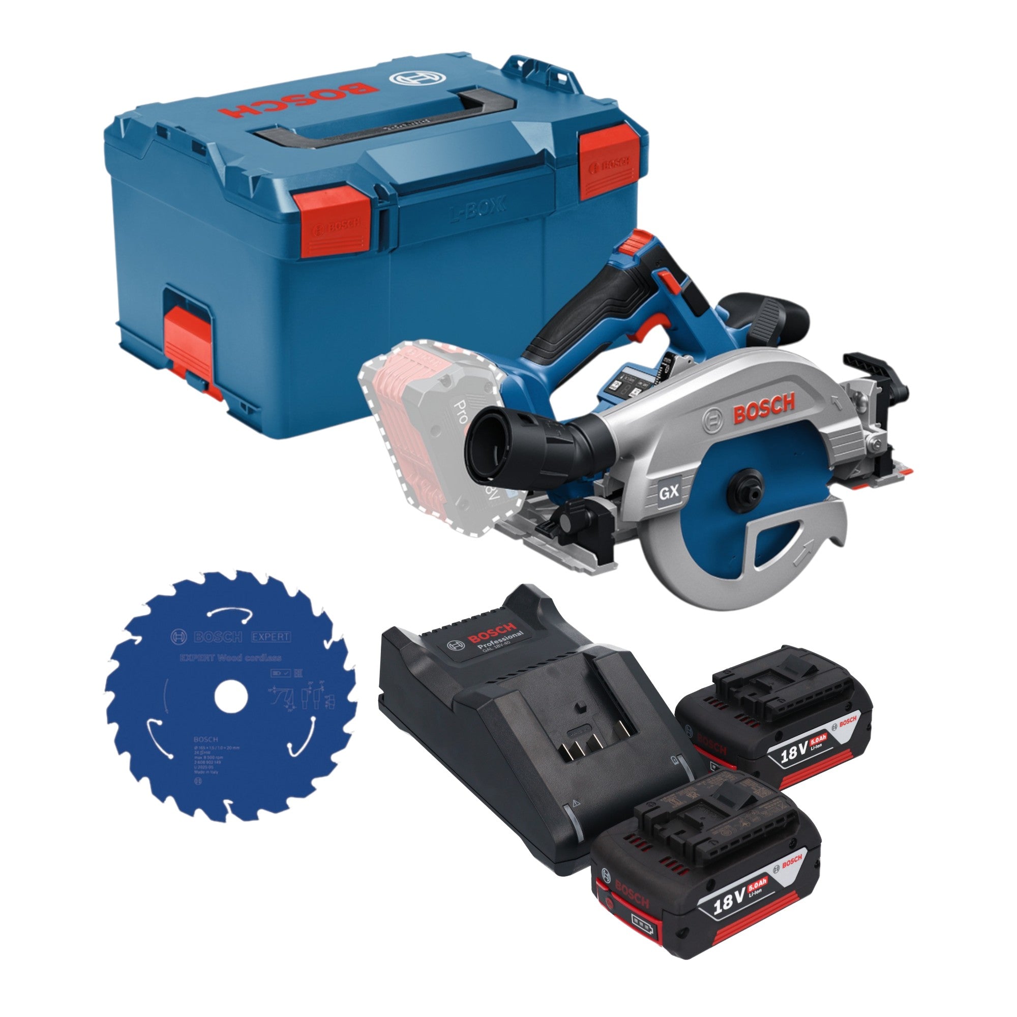 Bosch GKS 18V 57 2 GX Professional Akku Kreissaege 18 V 165 mm Brushless 2x Akku 5 0 Ah Ladegeraet L Boxx 0 - toolbrothers