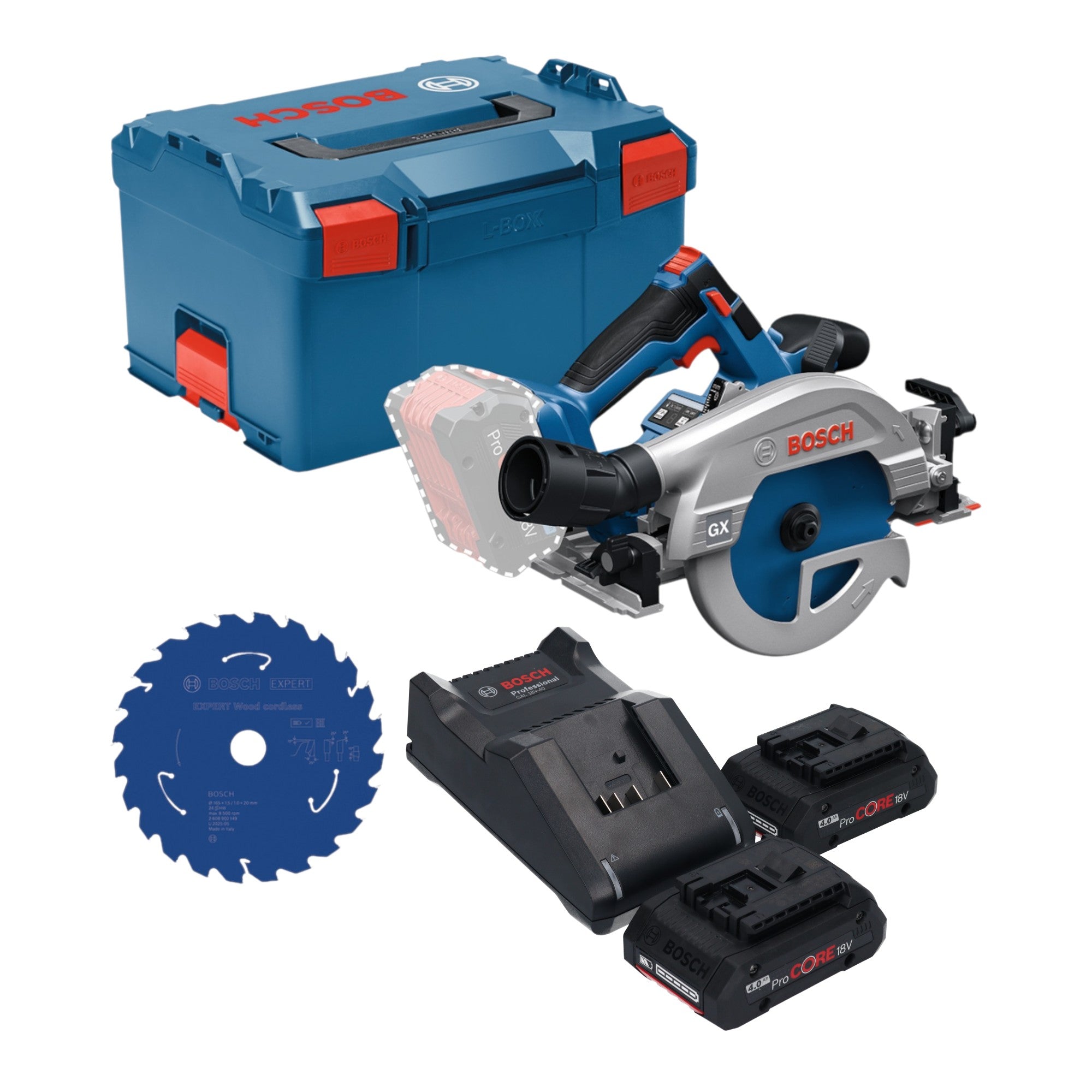 Bosch GKS 18V 57 2 GX Professional Akku Kreissaege 18 V 165 mm Brushless 2x ProCORE Akku 4 0 Ah Ladegeraet L Boxx 0 - toolbrothers