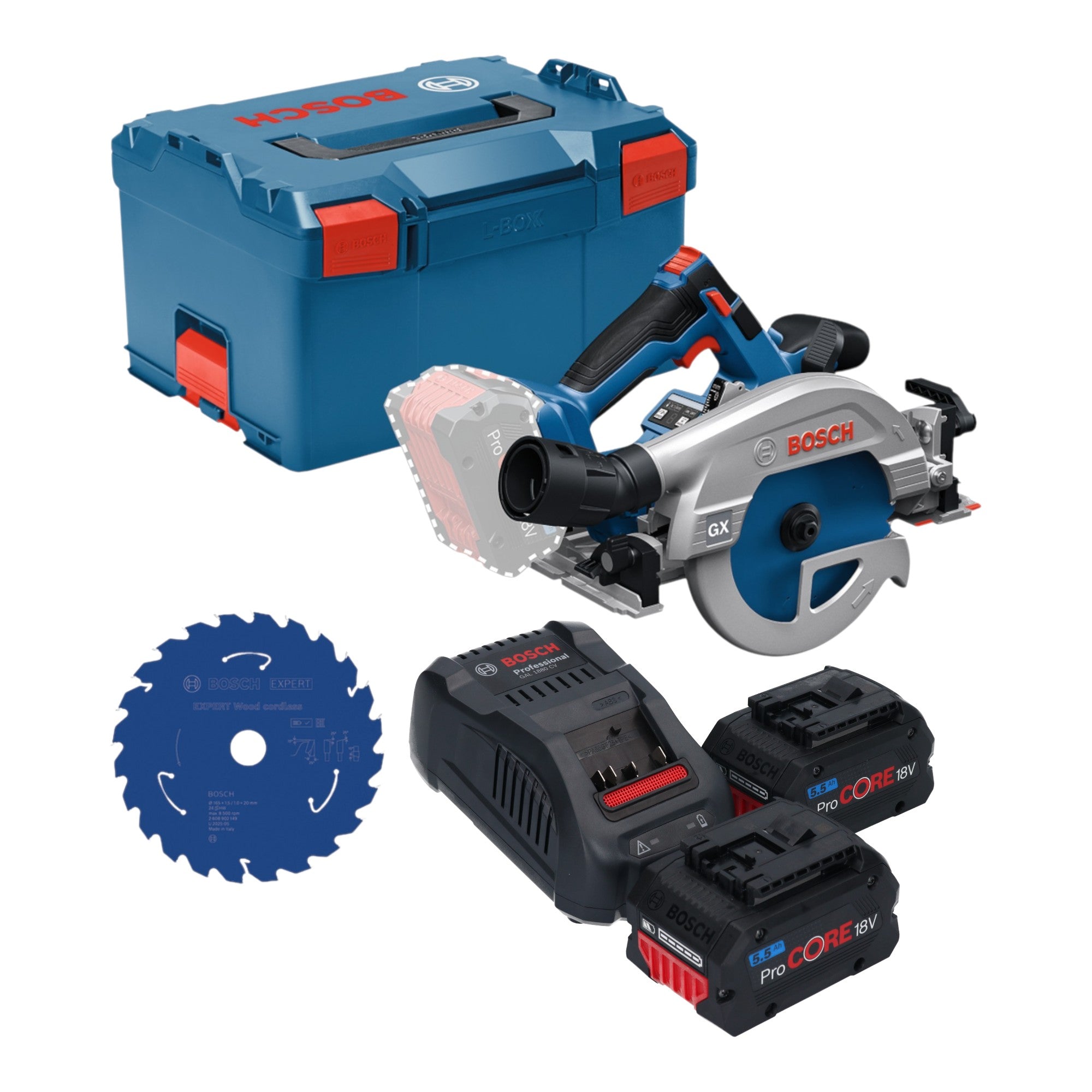 Bosch GKS 18V 57 2 GX Professional Akku Kreissaege 18 V 165 mm Brushless 2x ProCORE Akku 5 5 Ah Ladegeraet L Boxx 0 - toolbrothers