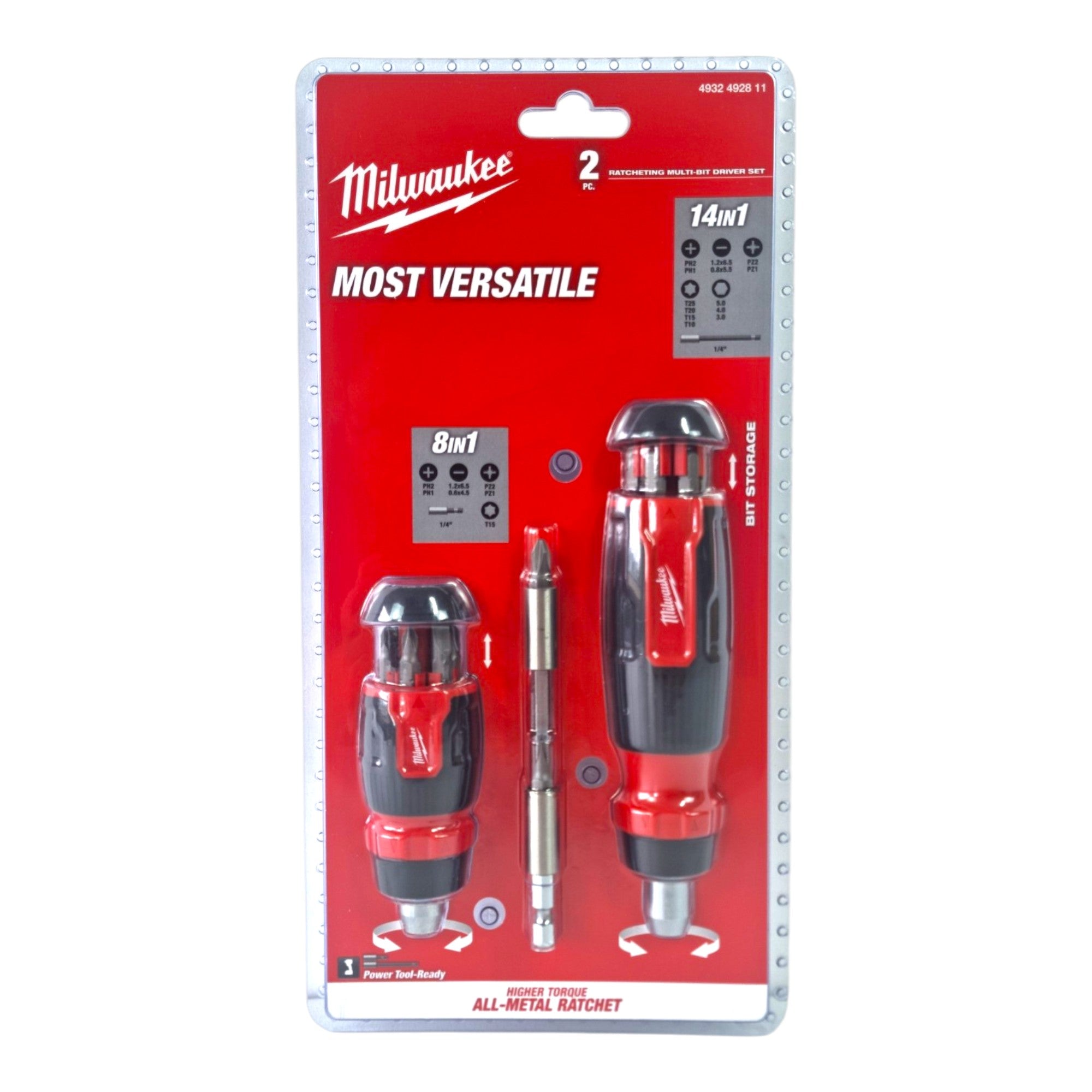 Milwaukee Multi Bit Schraubendreher Set 2 tlg mit Ratschenfunktion 4932492811  0 - toolbrothers