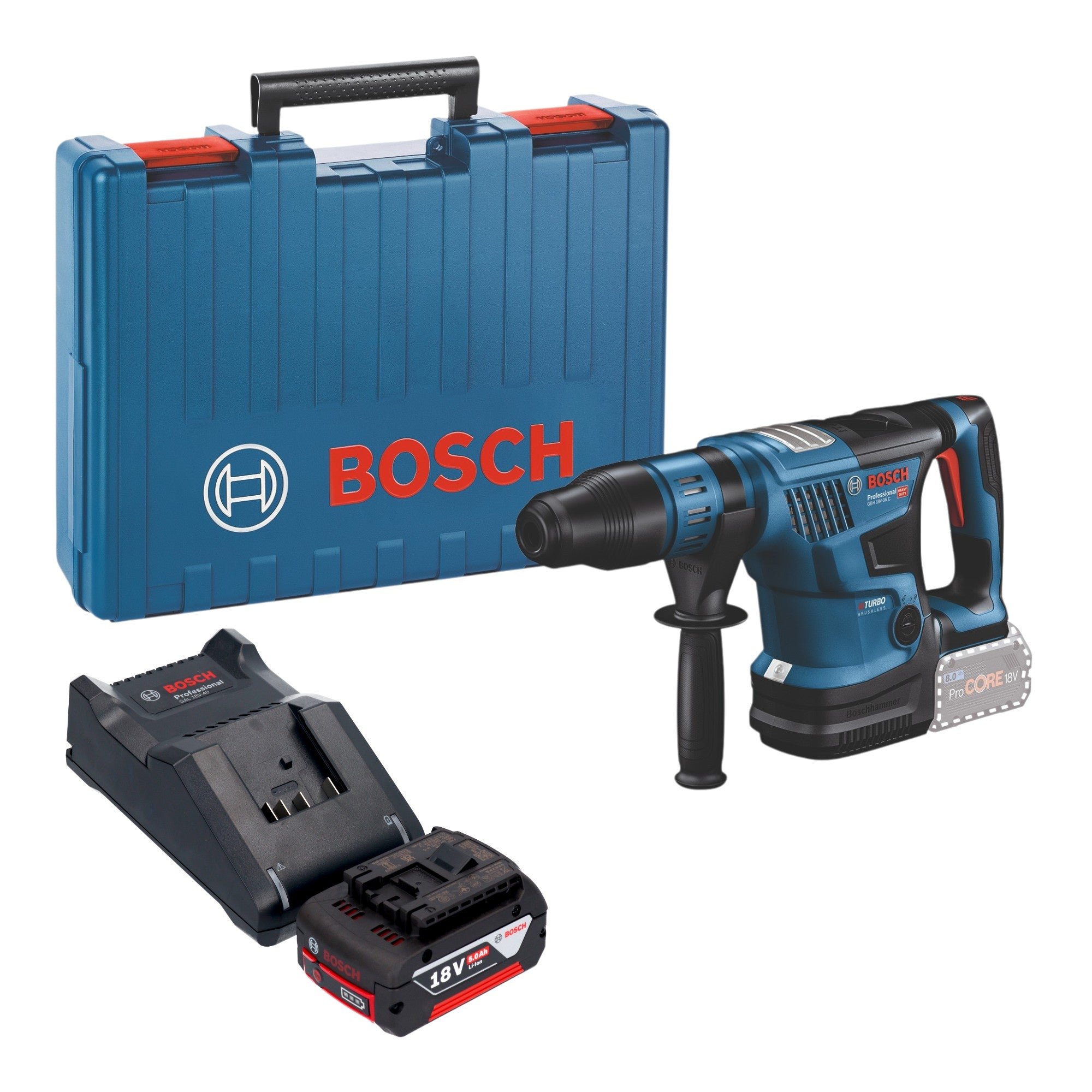 Bosch GBH 18V 36 C Professional Akku Bohrhammer 18 V 7 J SDS max Brushless 1x Akku 5 0 Ah Ladegeraet Koffer 0 - toolbrothers
