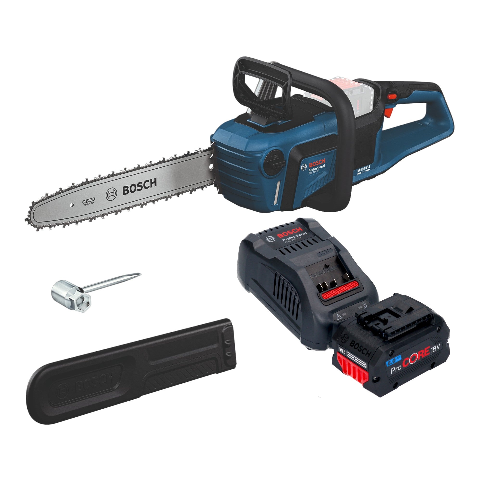 Bosch GKE 18V 40 Professional Akku Kettensaege 18 V 40 cm Brushless 1x ProCORE Akku 8 0 Ah Ladegeraet 0 - toolbrothers