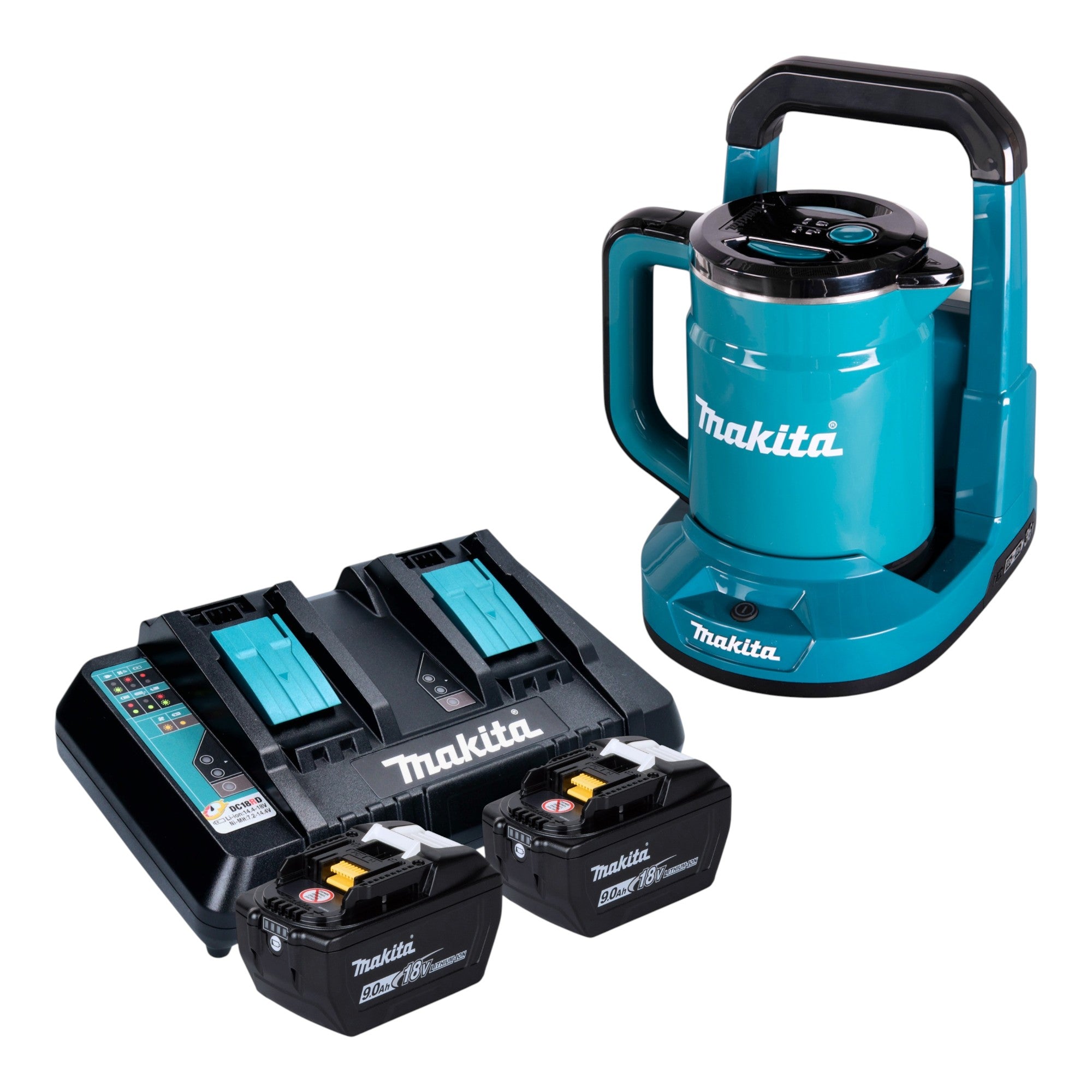 Makita DKT 360 Z Akku Wasserkocher 36 V 2x 18 V 0 8 L 2x Akku 9 0 Ah Ladegeraet 0 - toolbrothers