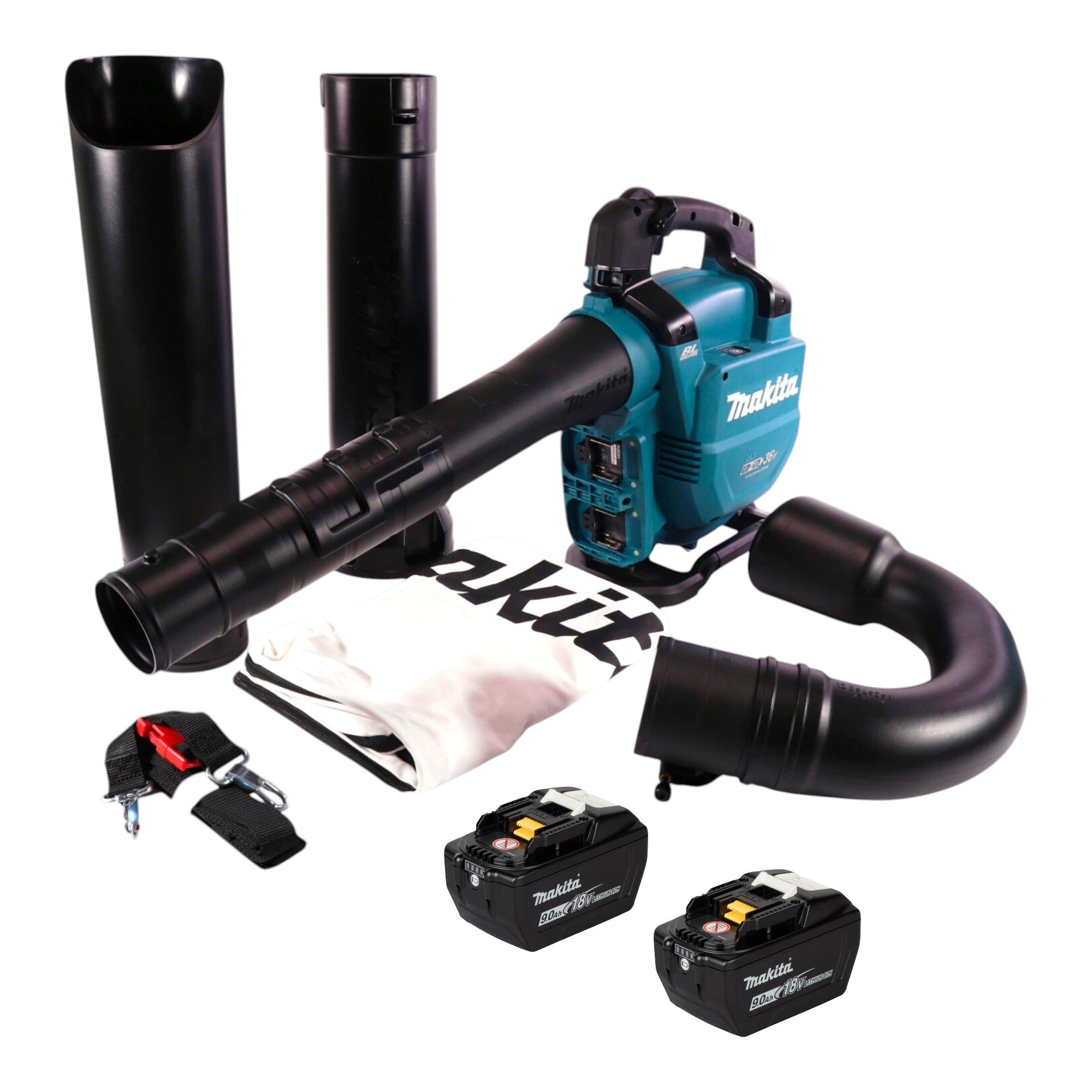 Makita DUB 363 ZV Akku Geblaese Laubsauger 36 V 2x 18 V Brushless Absaug Set 2x Akku 9 0 Ah ohne Ladegeraet 0 - toolbrothers