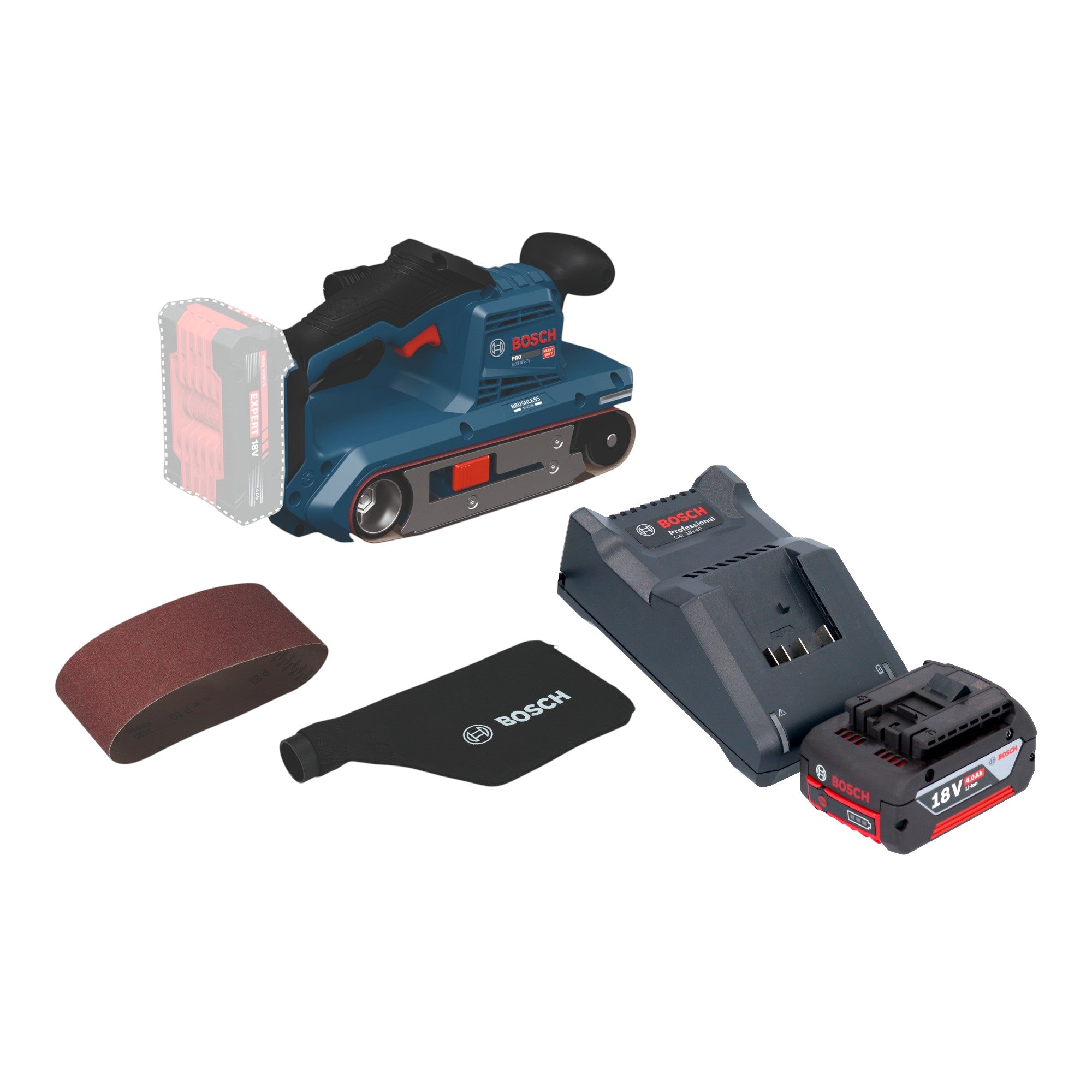Bosch GBS 18V 75 Akku Bandschleifer 18 V 76 x 533 mm Brushless 1x Akku 4 0 Ah Ladegeraet 0 - toolbrothers