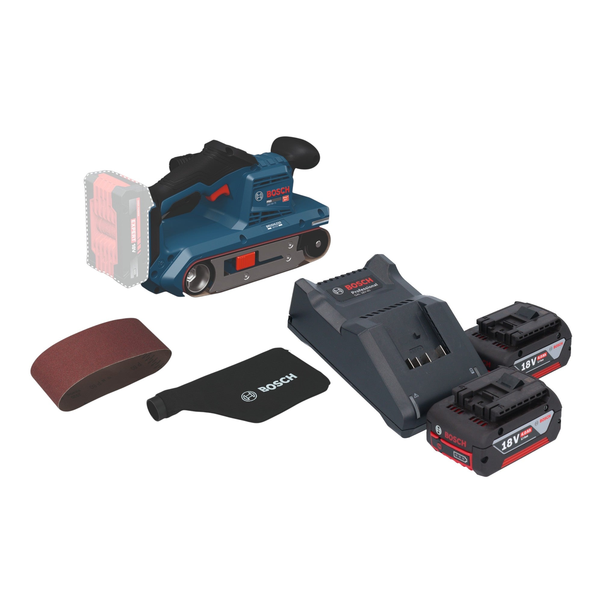 Bosch GBS 18V 75 Akku Bandschleifer 18 V 76 x 533 mm Brushless 2x Akku 4 0 Ah Ladegeraet 0 - toolbrothers