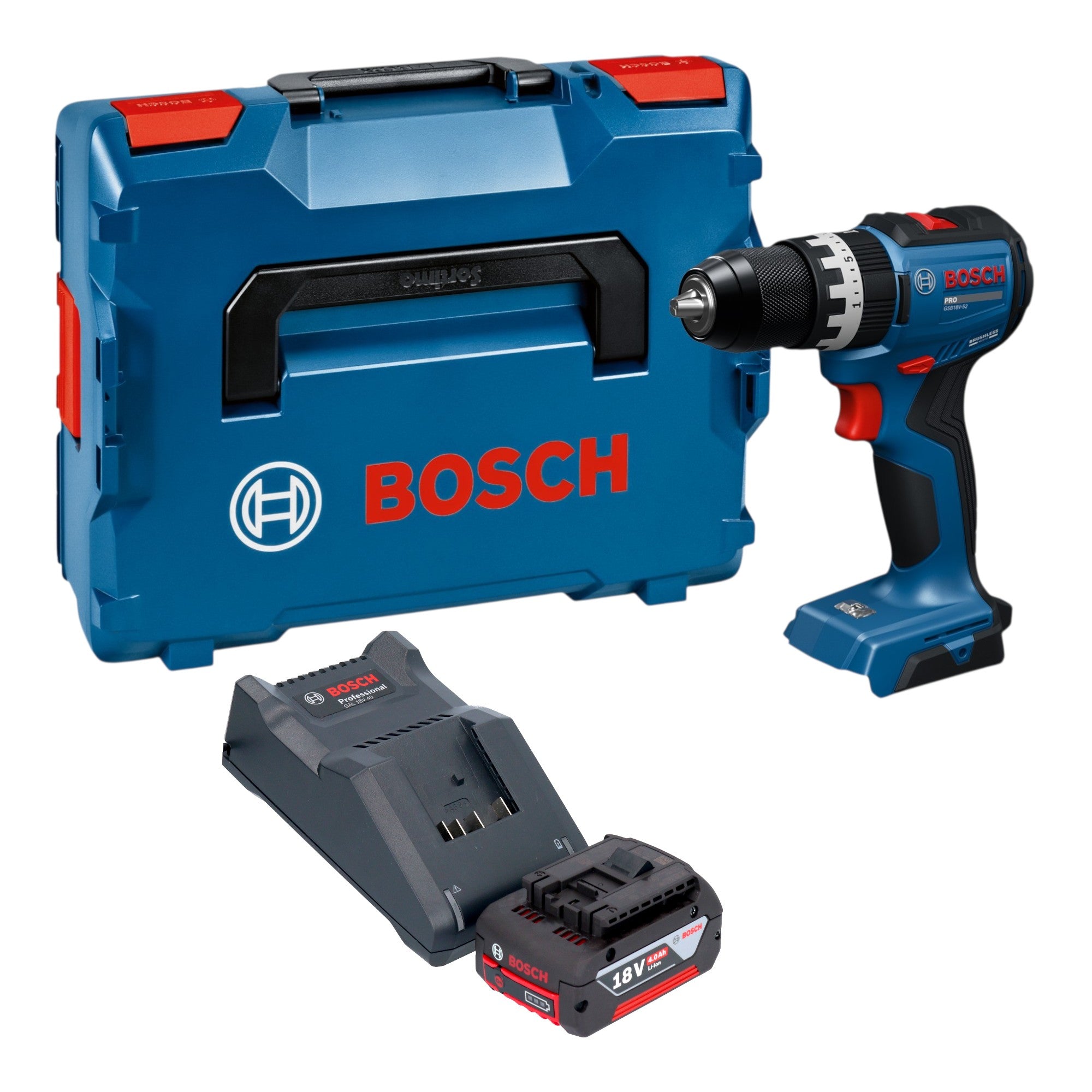 Bosch GSB 18V 52 Professional Akku Schlagbohrschrauber 18 V 70 Nm Brushless 1x Akku 4 0 Ah Ladegeraet L Boxx 0 - toolbrothers