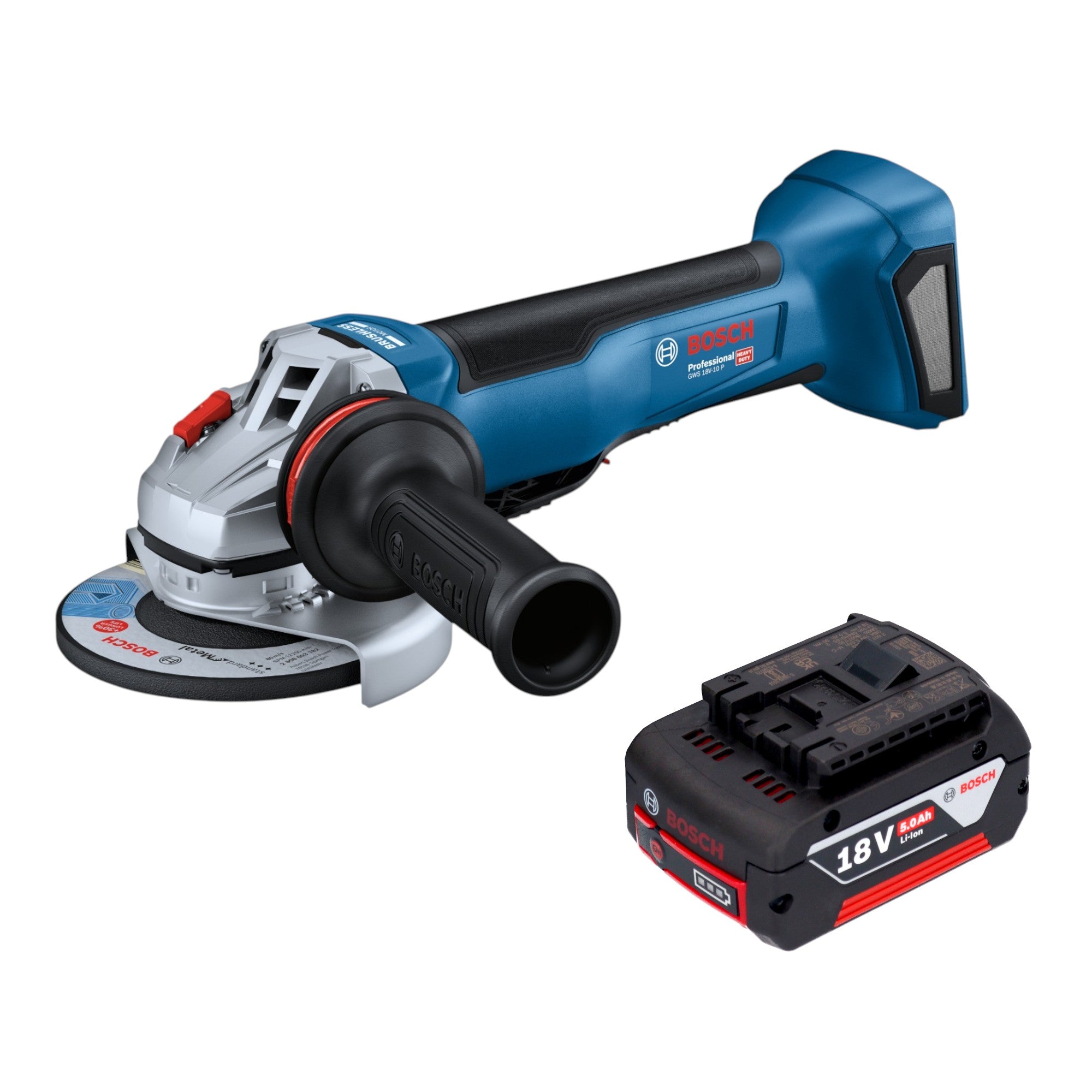 Bosch GWS 18V 10 P Professional Akku Winkelschleifer 18 V 125 mm Brushless 1x Akku 5 0 Ah ohne Ladegeraet 0 - toolbrothers