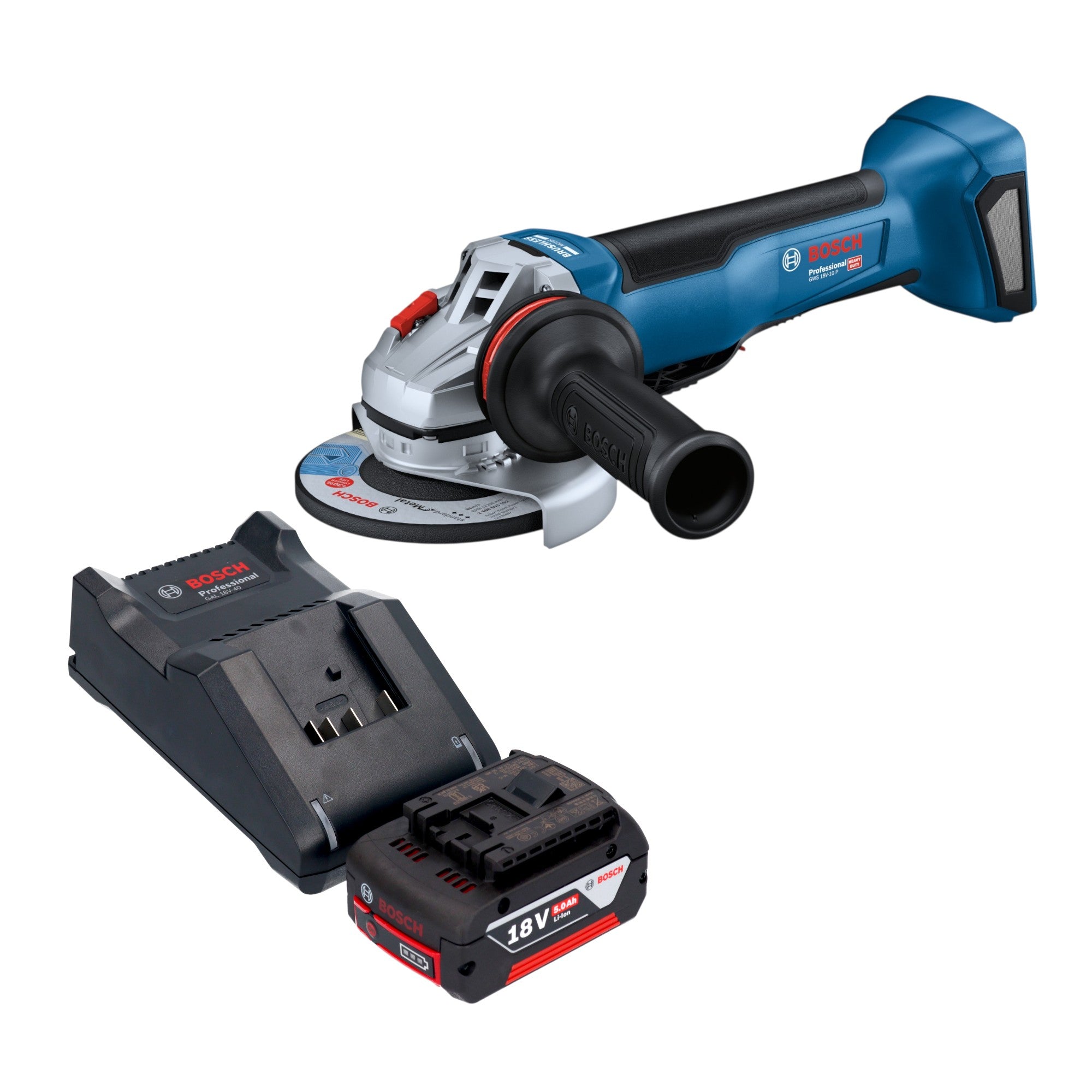 Bosch GWS 18V 10 P Professional Akku Winkelschleifer 18 V 125 mm Brushless 1x Akku 5 0 Ah Ladegeraet 0 - toolbrothers