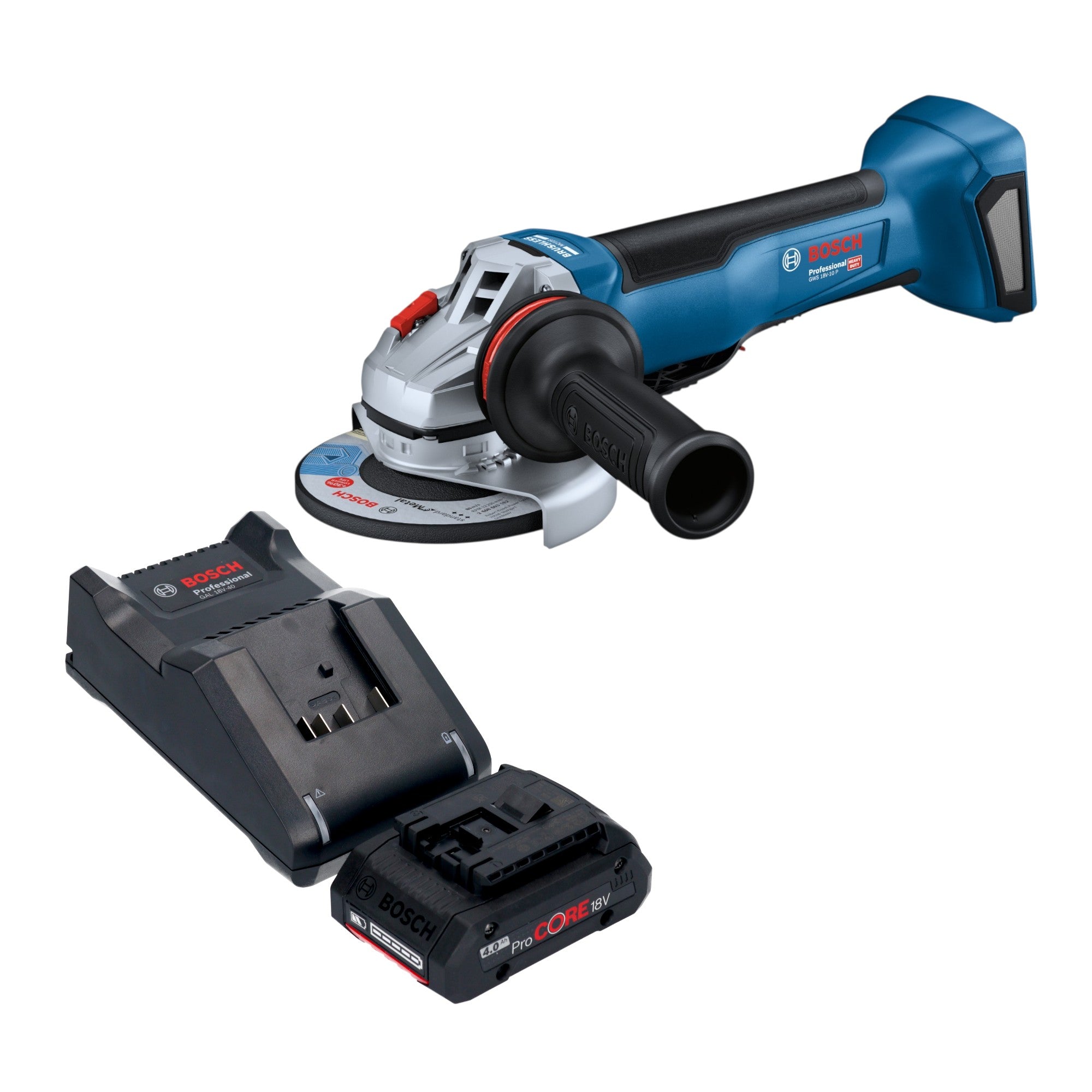 Bosch GWS 18V 10 P Professional Akku Winkelschleifer 18 V 125 mm Brushless 1x ProCORE Akku 4 0 Ah Ladegeraet 0 - toolbrothers