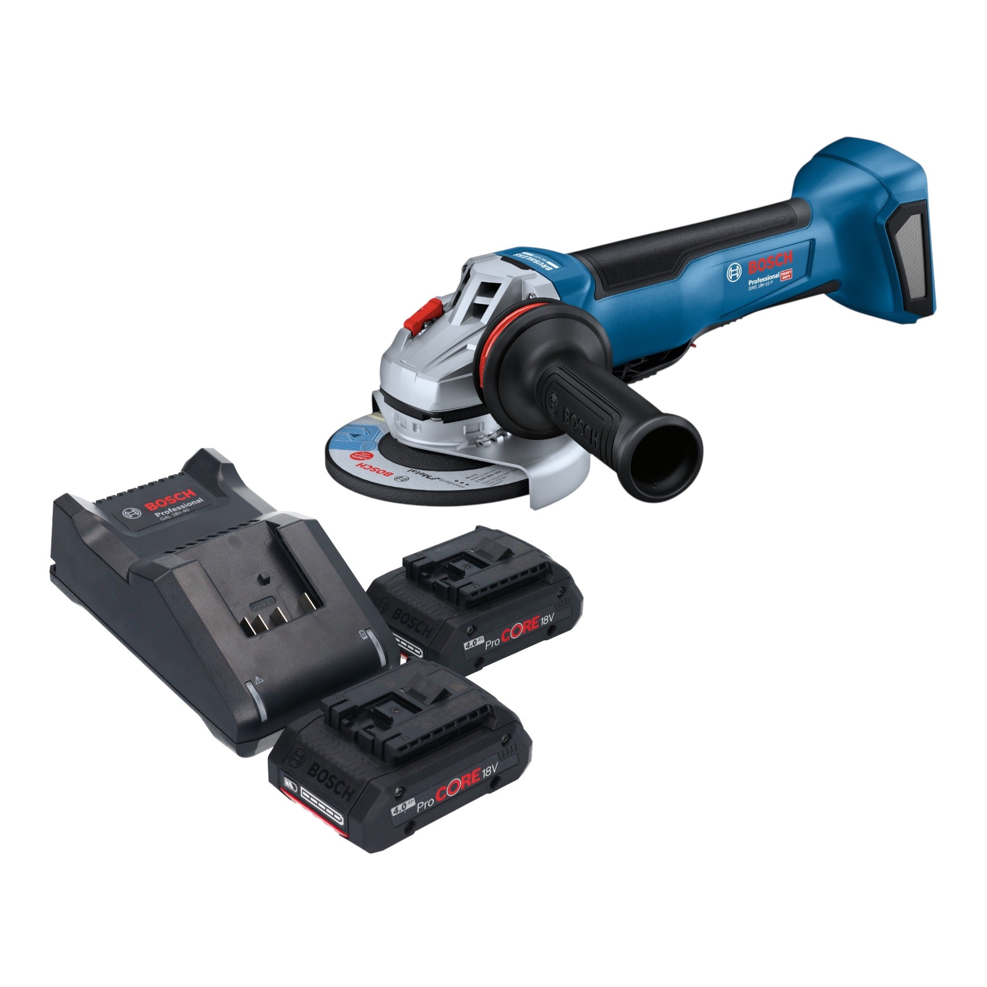 Bosch GWS 18V 10 P Professional Akku Winkelschleifer 18 V 125 mm Brushless 2x ProCORE Akku 4 0 Ah Ladegeraet 0 - toolbrothers