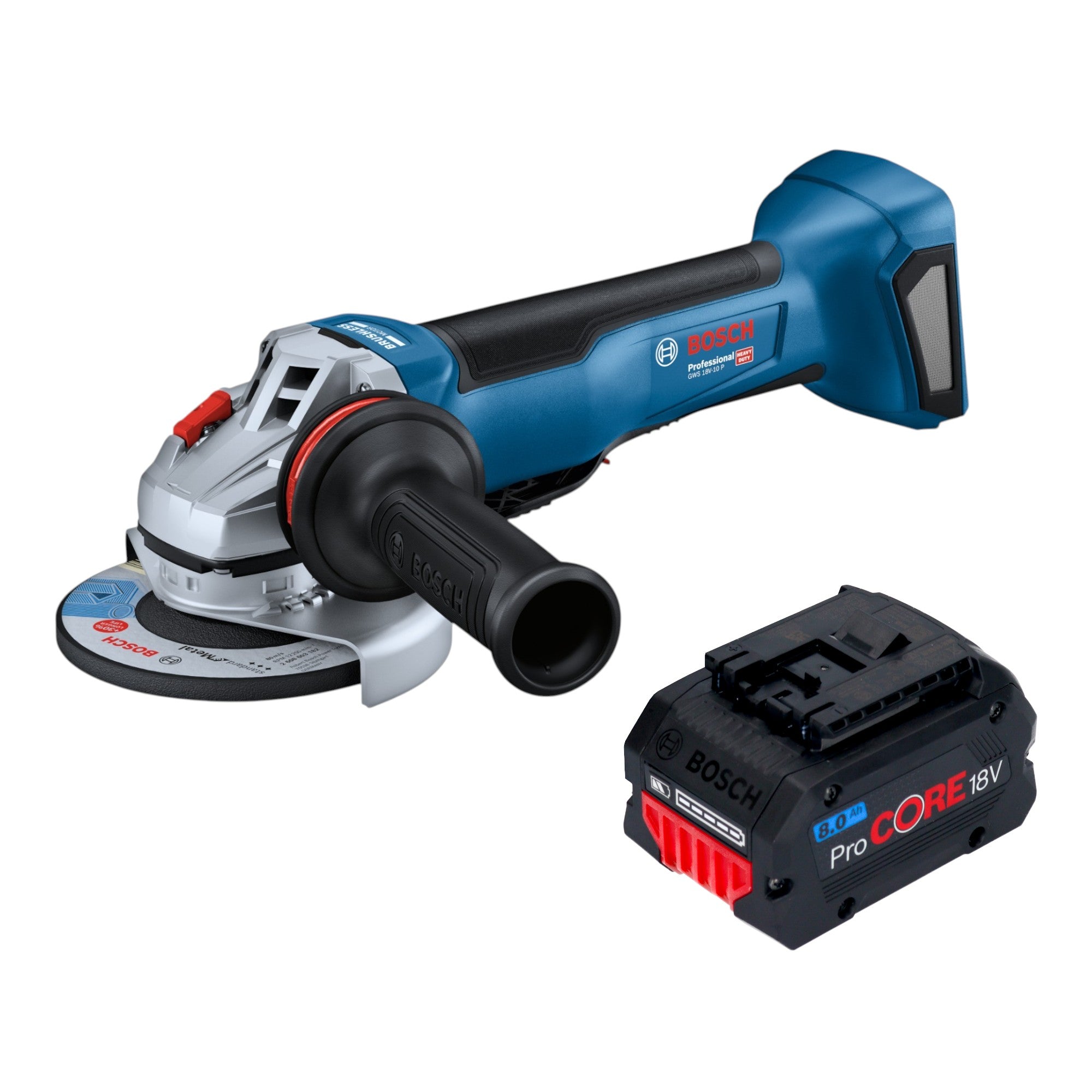 Bosch GWS 18V 10 P Professional Akku Winkelschleifer 18 V 125 mm Brushless 1x ProCORE Akku 8 0 Ah ohne Ladegeraet 0 - toolbrothers
