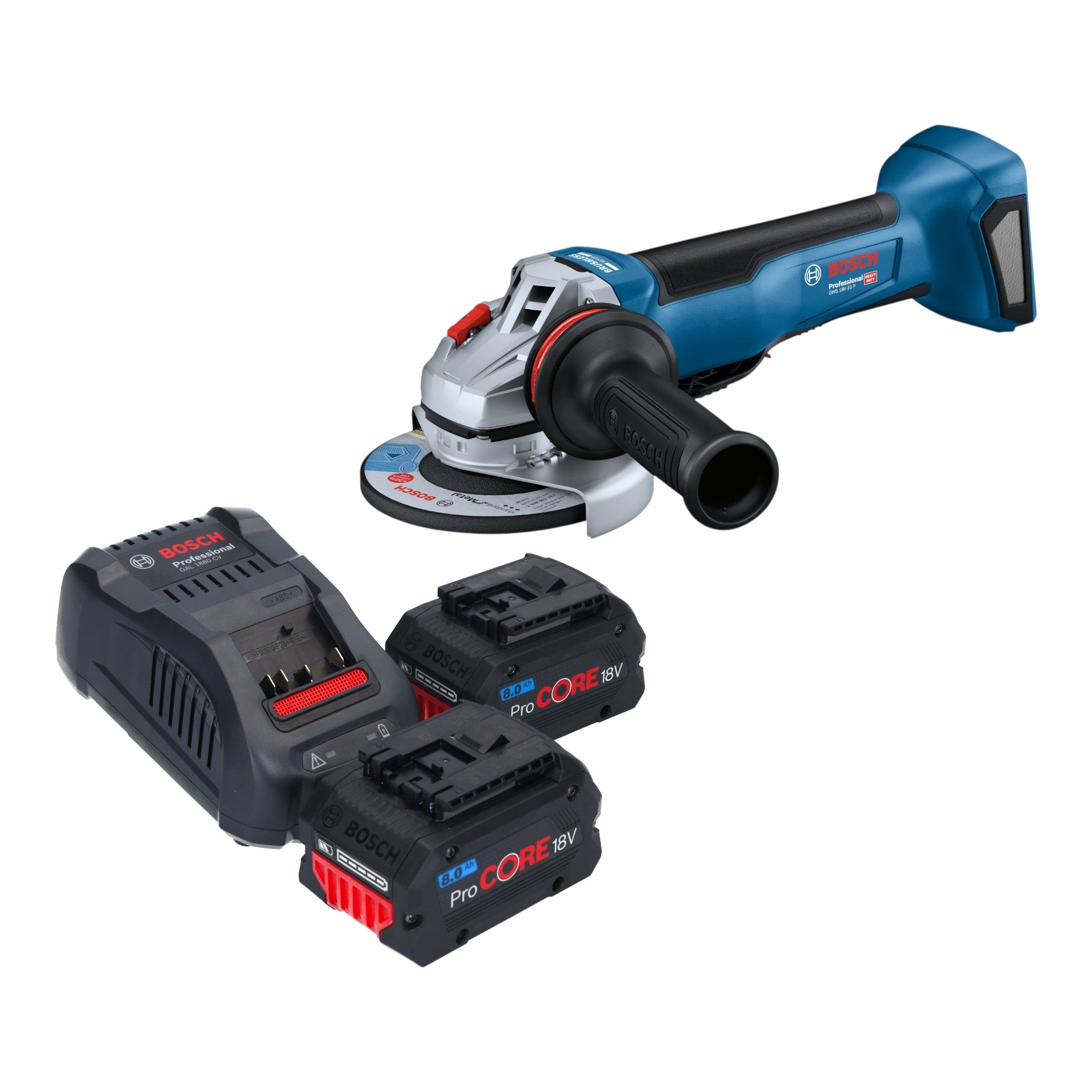 Bosch GWS 18V 10 P Professional Akku Winkelschleifer 18 V 125 mm Brushless 2x ProCORE Akku 8 0 Ah Ladegeraet 0 - toolbrothers