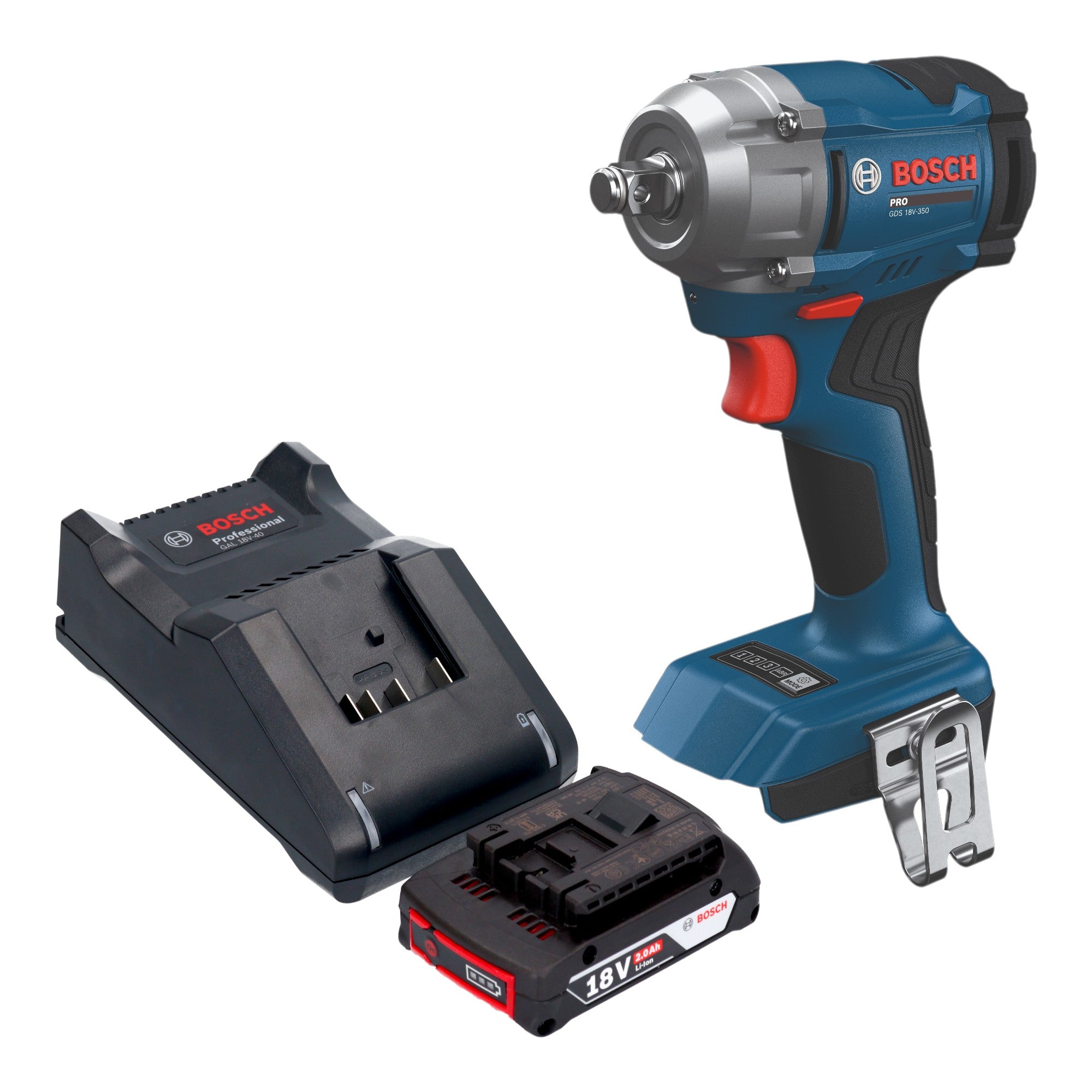 Bosch GDS 18V 350 Professional Akku Drehschlagschrauber 18 V 350 Nm 1 2 Brushless 1x Akku 2 0 Ah Ladegeraet 0 - toolbrothers