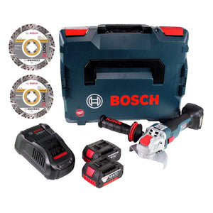 Bosch GWX 18V-10 C Akku Winkelschleifer 18V 125mm brushless X-LOCK + 2x Akku 3,0Ah + Ladegerät + 2x Diamant Trennscheiben X-LOCK 125x22,23mm + L-BOXX