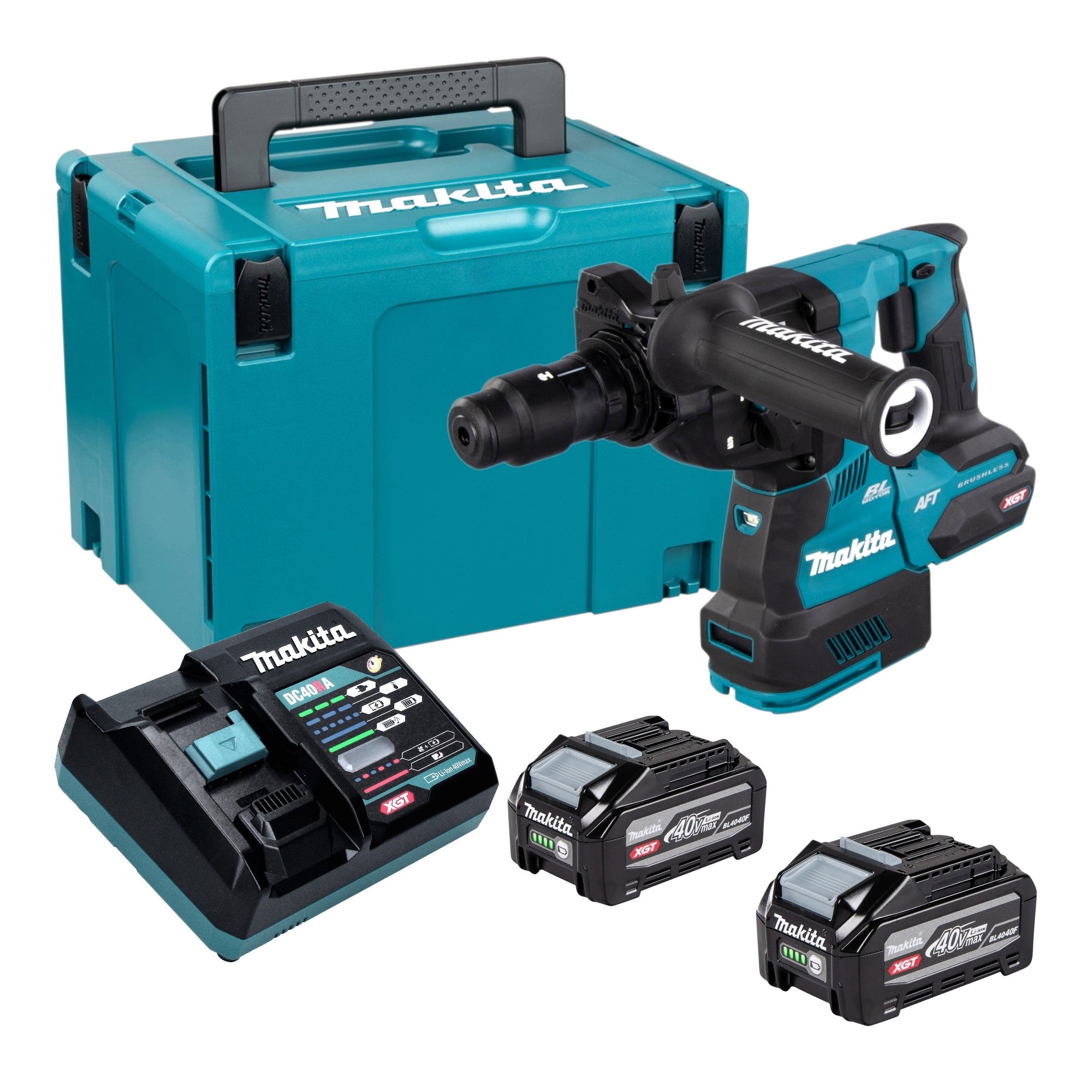 Makita HR 002 GU201 Akku Bohrhammer 40 V max 2 9 J SDS plus Brushless 2x Akku 4 0 Ah Ladegeraet Makpac 0 - toolbrothers