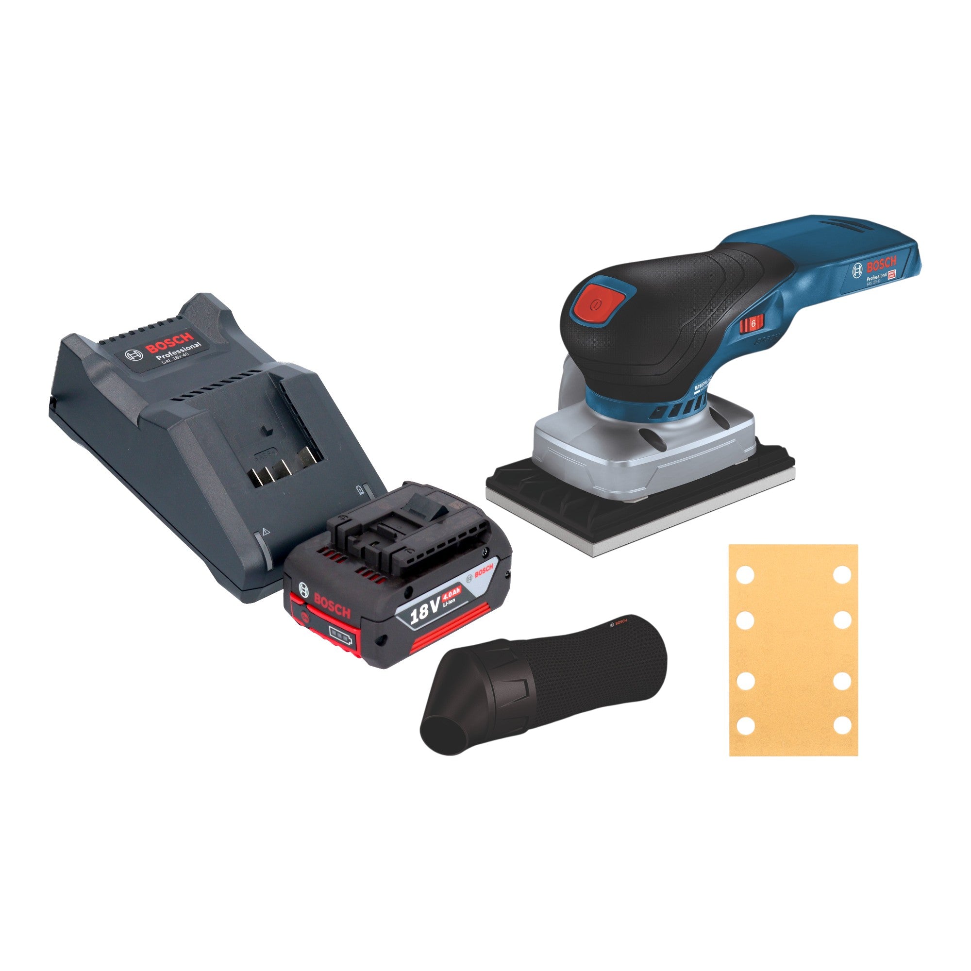Bosch GSS 18V 13 Professional Akku Schwingschleifer 18 V 100 x 110 mm 1x Akku 4 0 Ah Ladegeraet 0 - toolbrothers