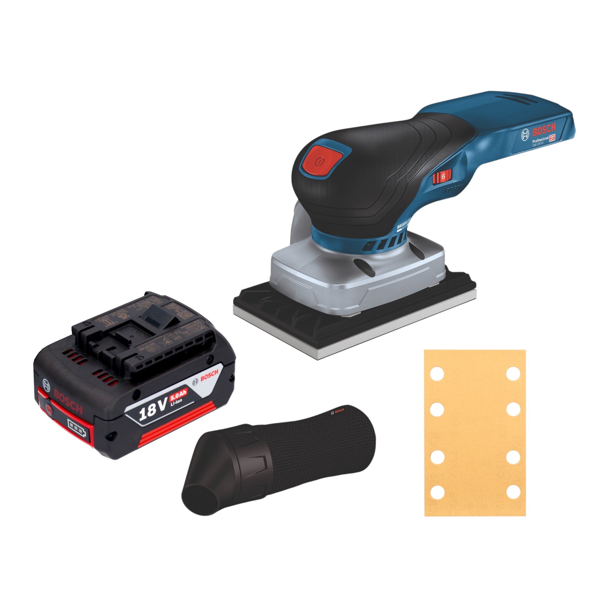 Bosch GSS 18V 13 Professional Akku Schwingschleifer 18 V 100 x 110 mm 1x Akku 5 0 Ah ohne Ladegeraet 0 - toolbrothers
