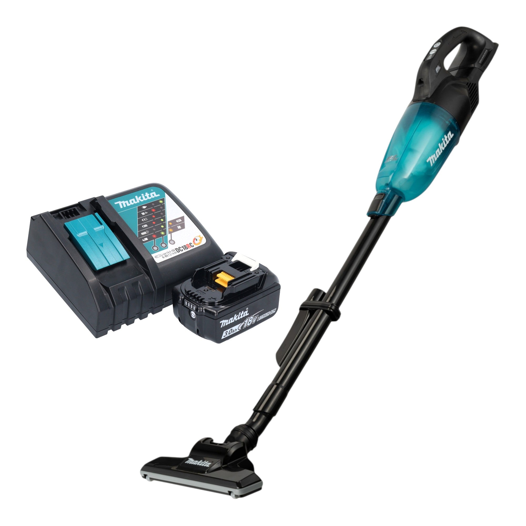 Makita DCL 284 FRFB Akku Staubsauger 18 V 0 73 l Schwarz Brushless 1x Akku 3 0 Ah Ladegeraet 0 - toolbrothers