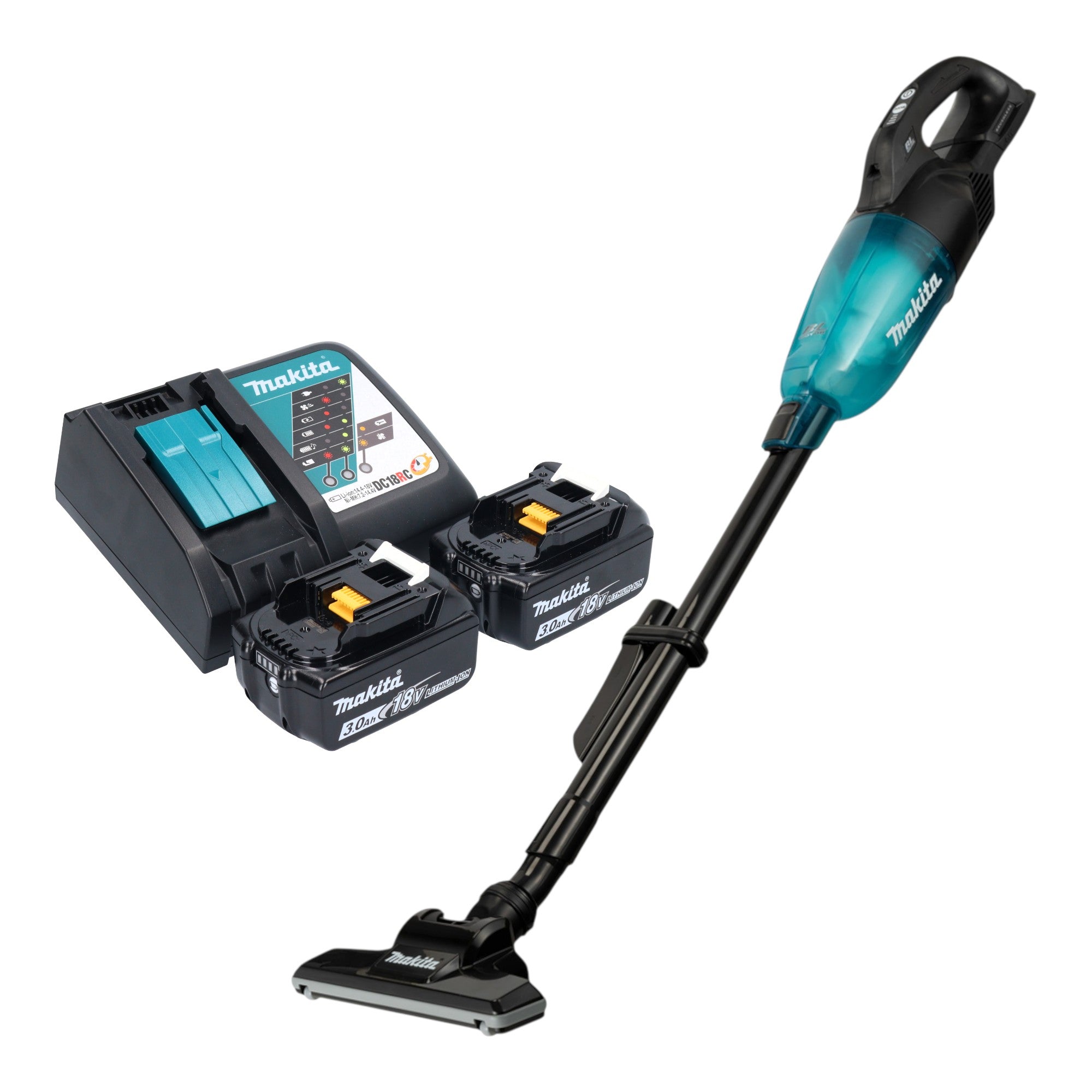 Makita DCL 284 FRF2B Akku Staubsauger 18 V 0 73 l Schwarz Brushless 2x Akku 3 0 Ah Ladegeraet 0 - toolbrothers