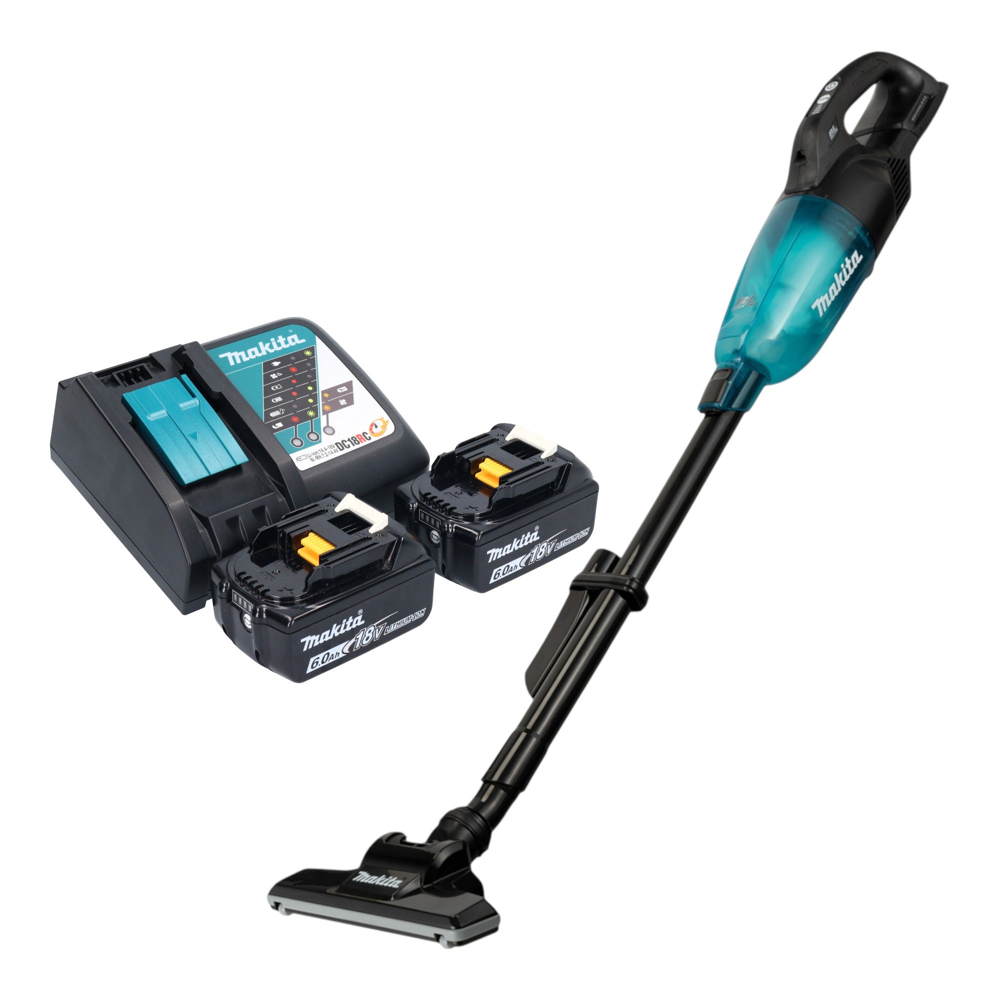 Makita DCL 284 FRG2B Akku Staubsauger 18 V 0 73 l Schwarz Brushless 2x Akku 6 0 Ah Ladegeraet 0 - toolbrothers