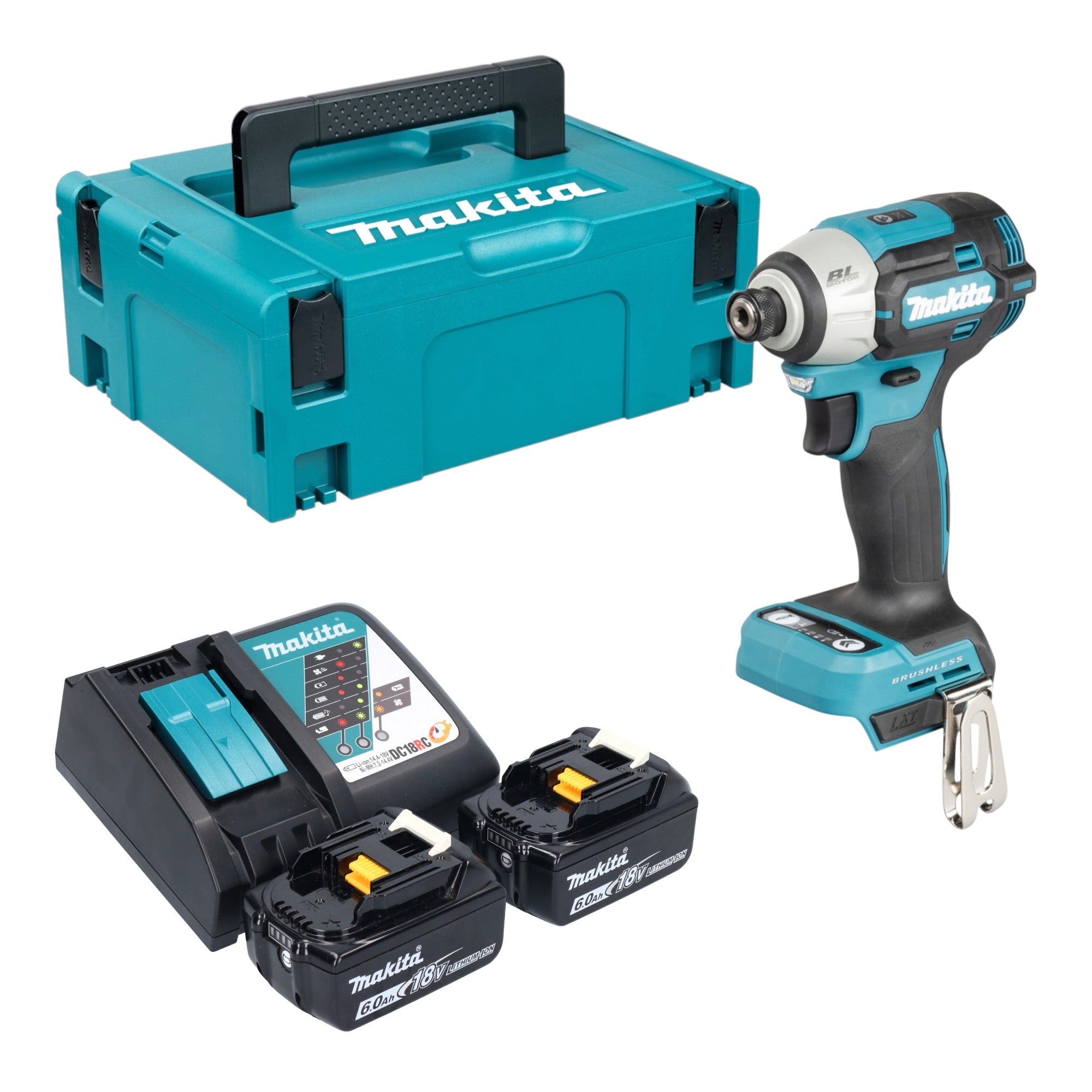 Makita DTD 201 RGJ Akku Schlagschrauber 18 V 210 Nm Brushless 2x Akku 6 0 Ah Ladegeraet Makpac 0 - toolbrothers
